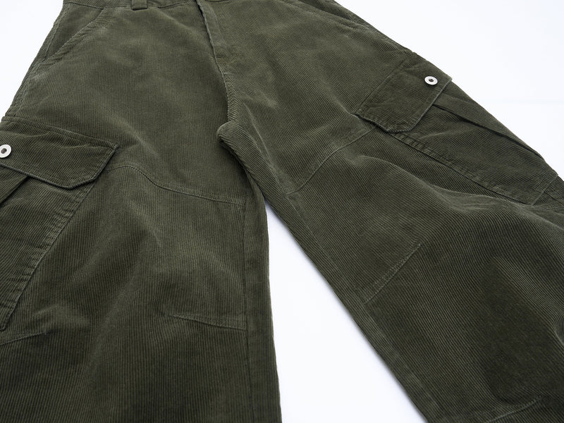 Corduroy Utility Wide-Leg Cargo Pants | SEAKOFF