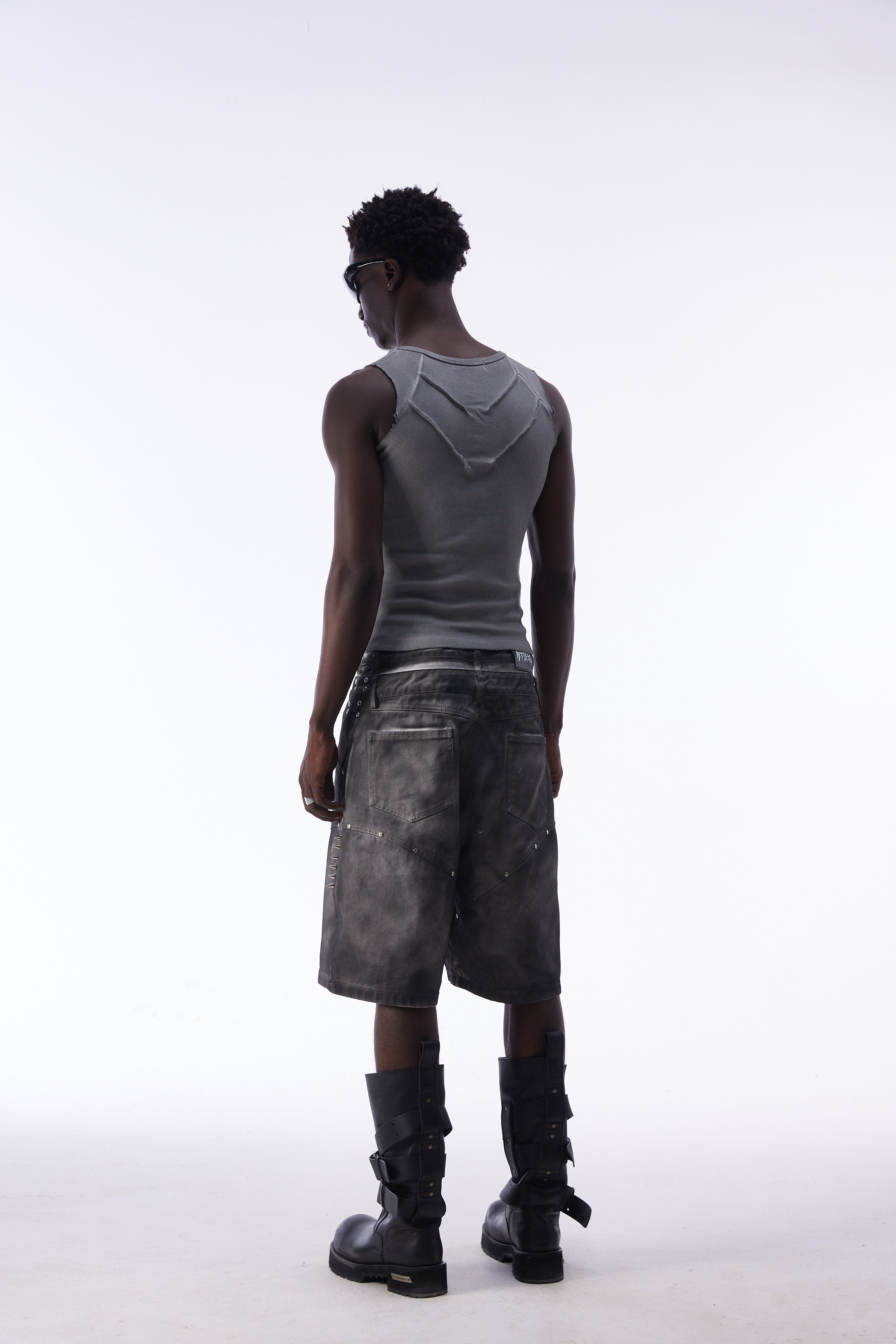 Omirad Tribal Spike Jorts | Punk Streetwear Denim Shorts