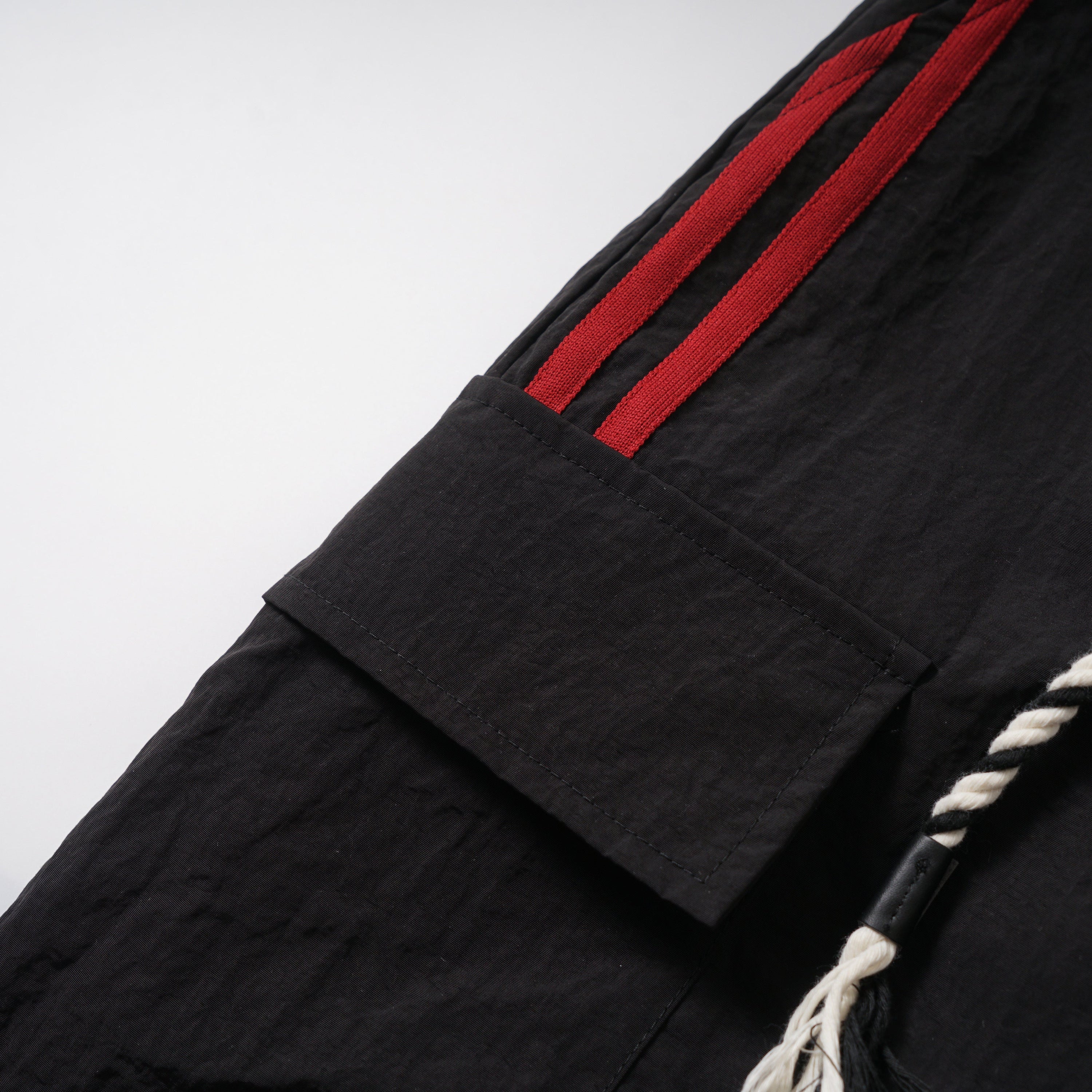 Tech Stripe Nylon Wide-Leg Cargo Pants | Streetwear