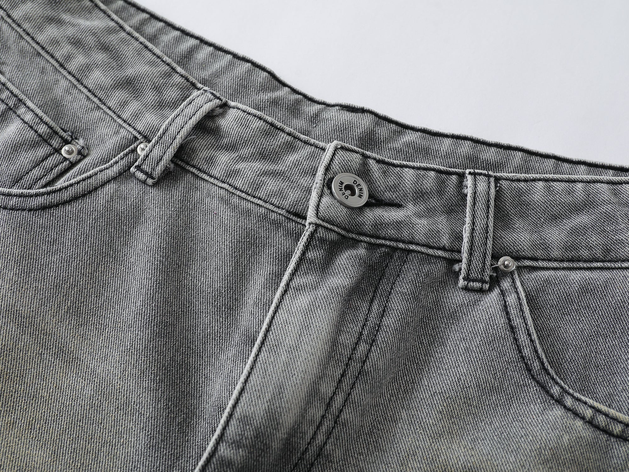 Speckled Fade Wide-Leg Denim Shorts | Grey Wash Streetwear