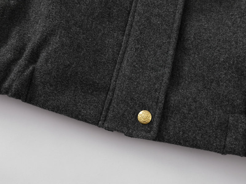 Omirad Utility Bomber Jacket | Gold-Tone Snap Stand Collar