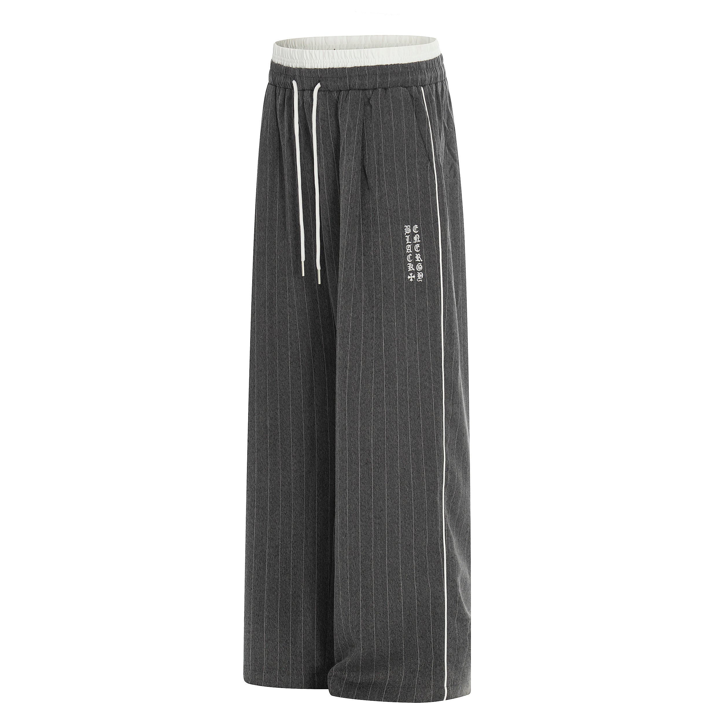 Omirad Pinstripe Wide-Leg Track Pants | Relaxed Fit