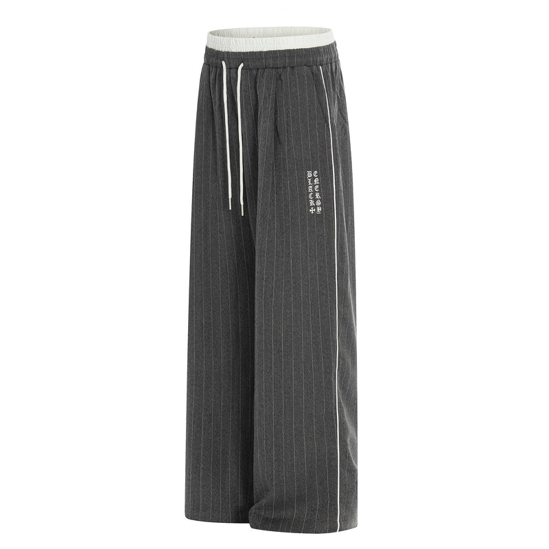Omirad Pinstripe Wide-Leg Track Pants | Relaxed Fit