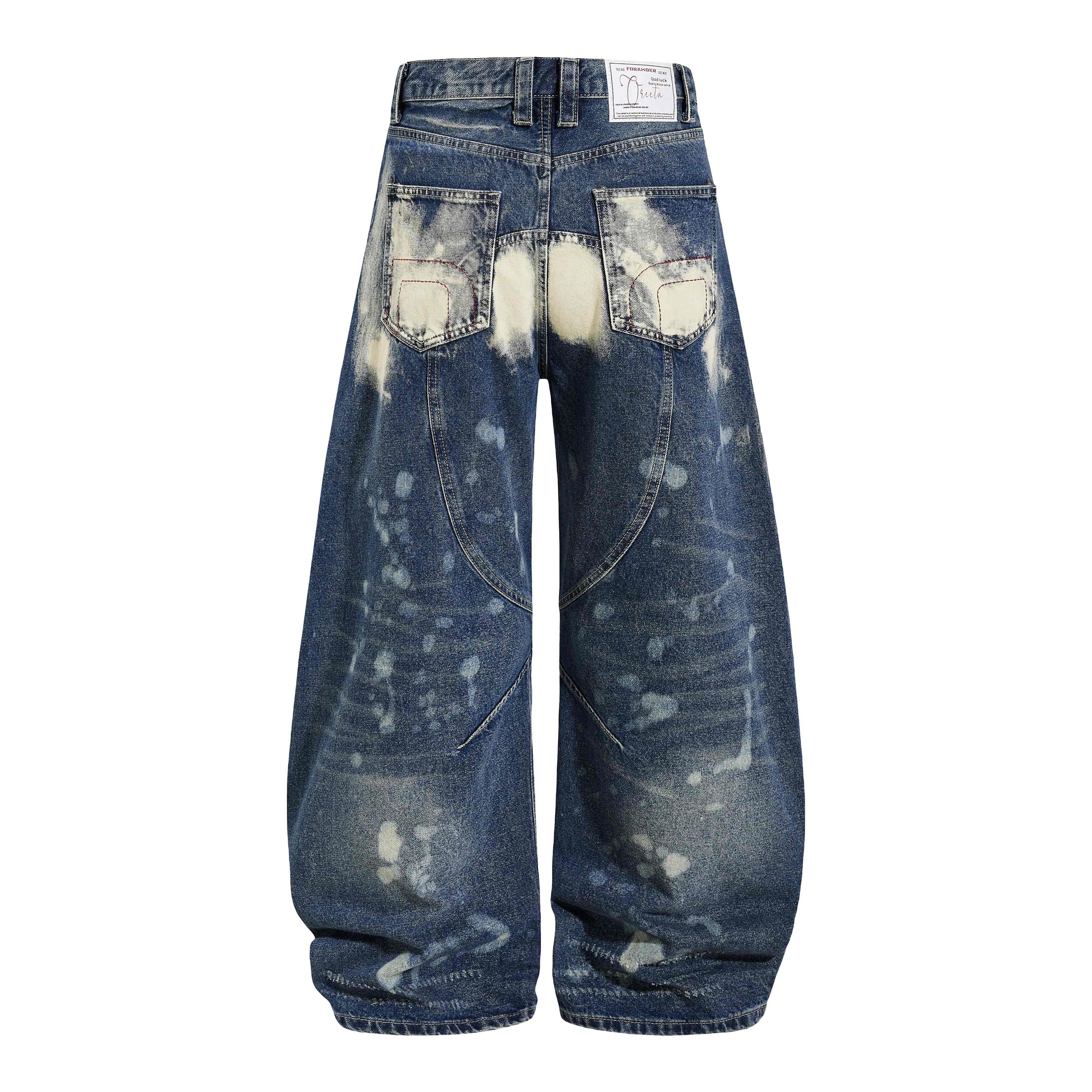 Omirad Grommet Washed Balloon Jeans | Distressed Wide-Leg Denim