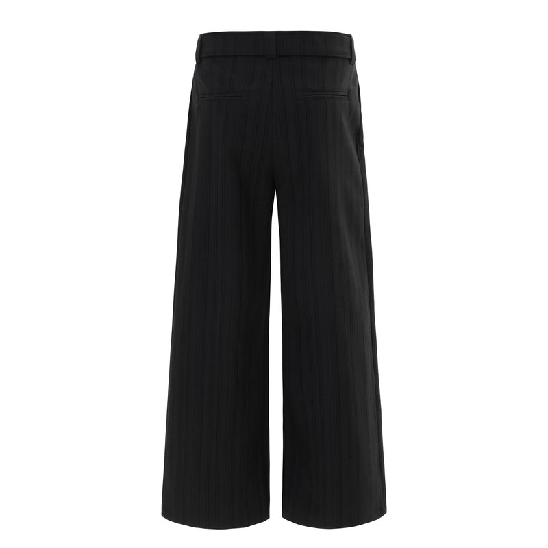 Deconstructed Pinstripe Wide-Leg Trousers | Vintage Tailored