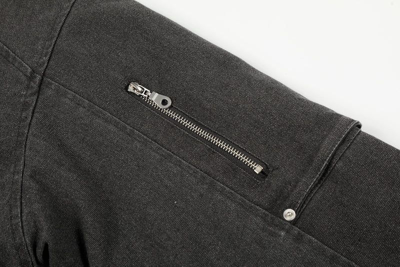Fleece-Lined Utility Bomber Jacket | Faux-Fur Collar