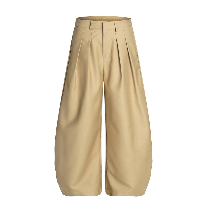 Omirad Pleated Barrel-Leg Trousers | Wide Leg Tailored Pants