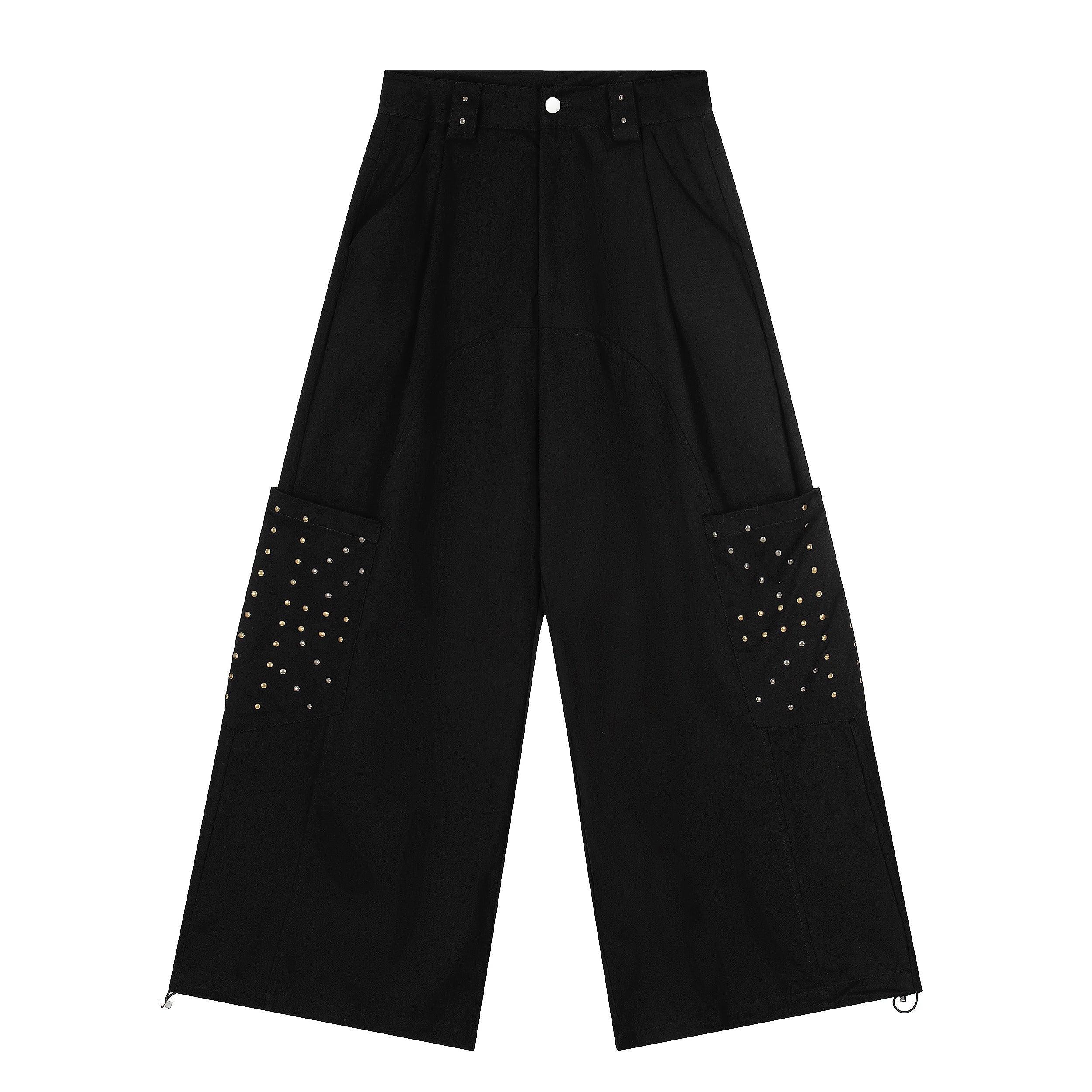 Omirad Studded Cargo Wide-Leg Pants | Street-Luxe Black