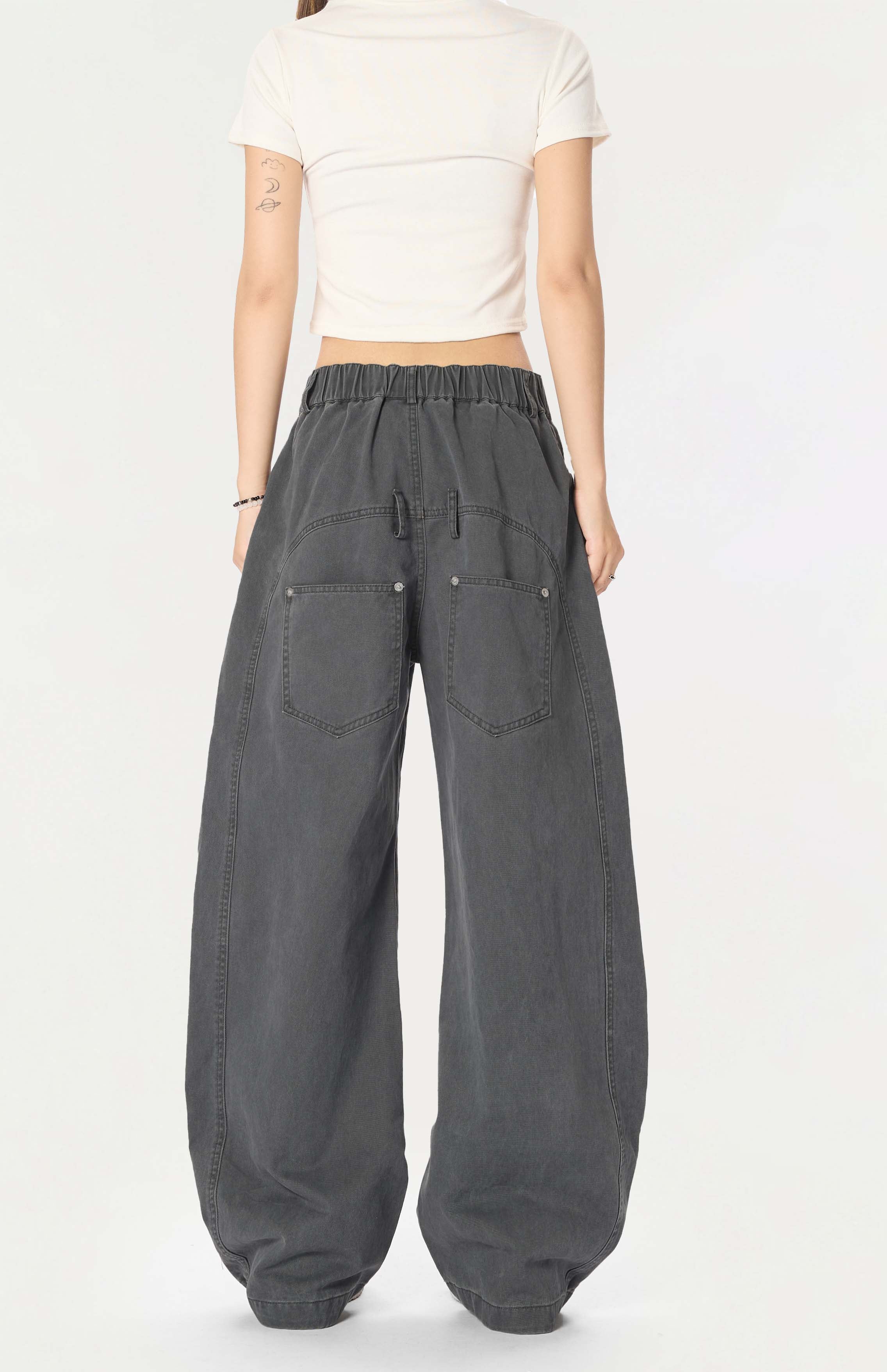 Omirad Vintage Wide-Leg Stacked Barrel Pants | 100% Cotton