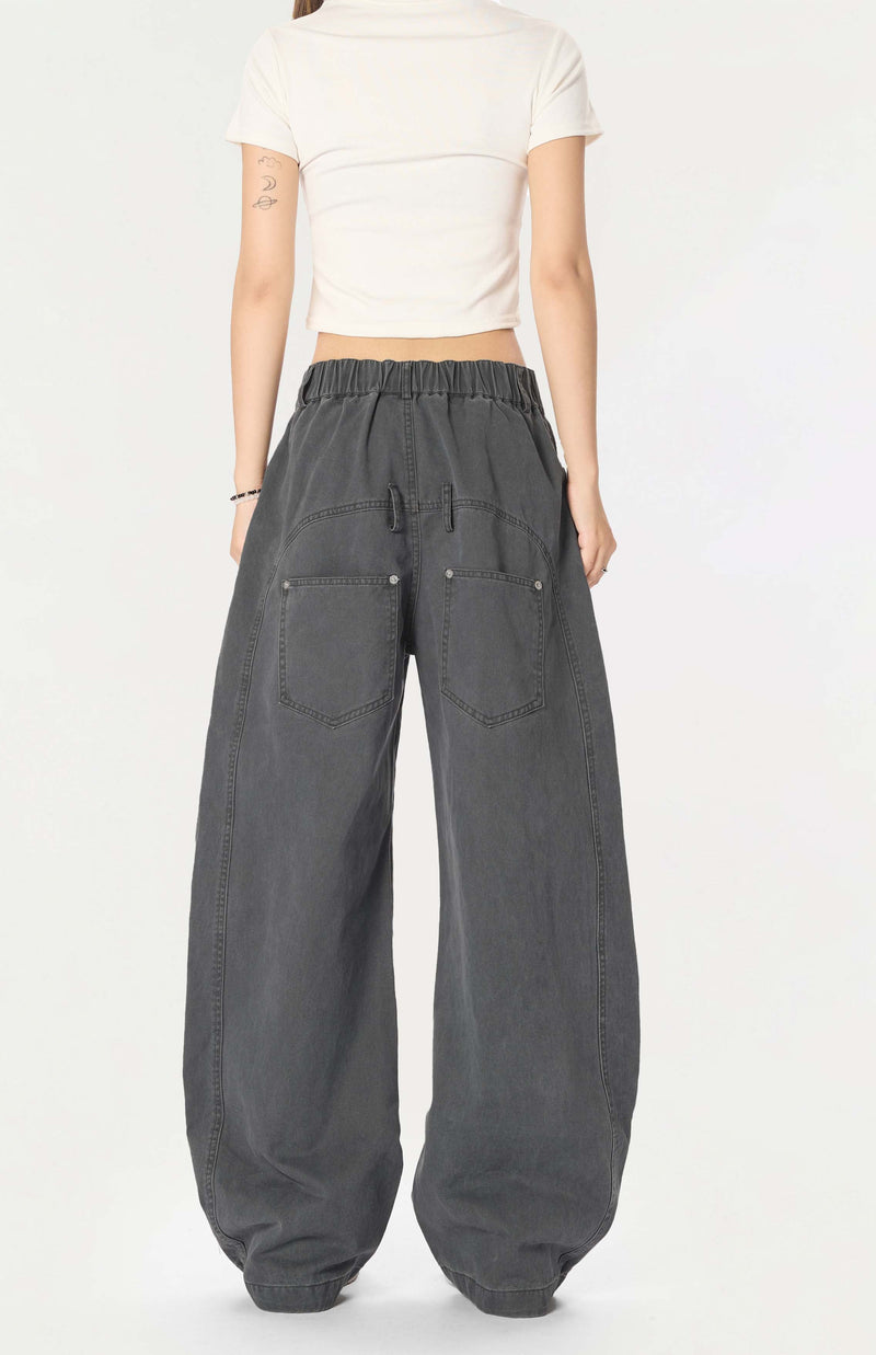 Omirad Vintage Wide-Leg Stacked Barrel Pants | 100% Cotton