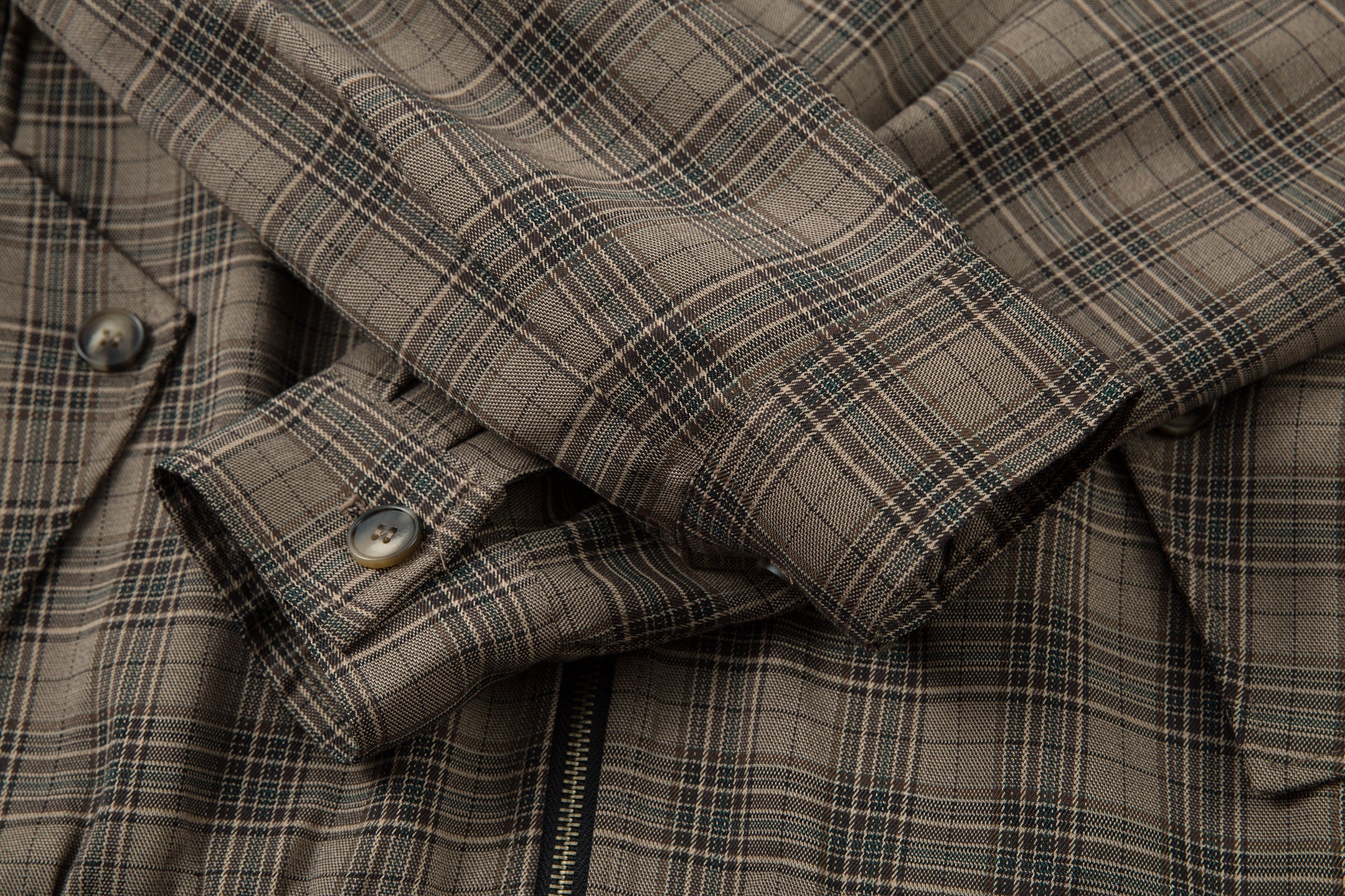 Vintage Plaid Stand-Collar Zip Jacket | Retro Check Pattern