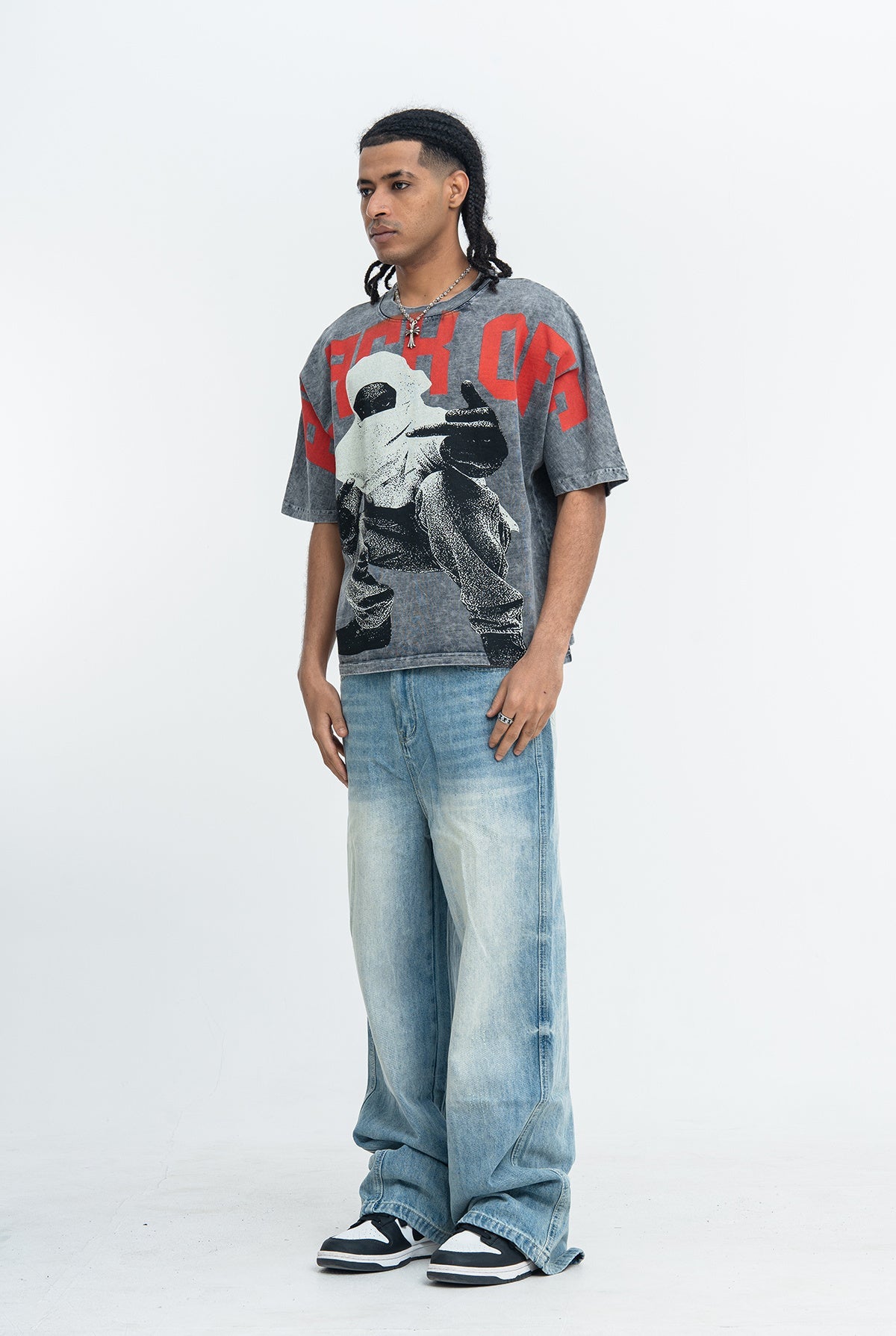 Omirad Black Off Oversized Graphic Tee | Vintage Wash Streetwear