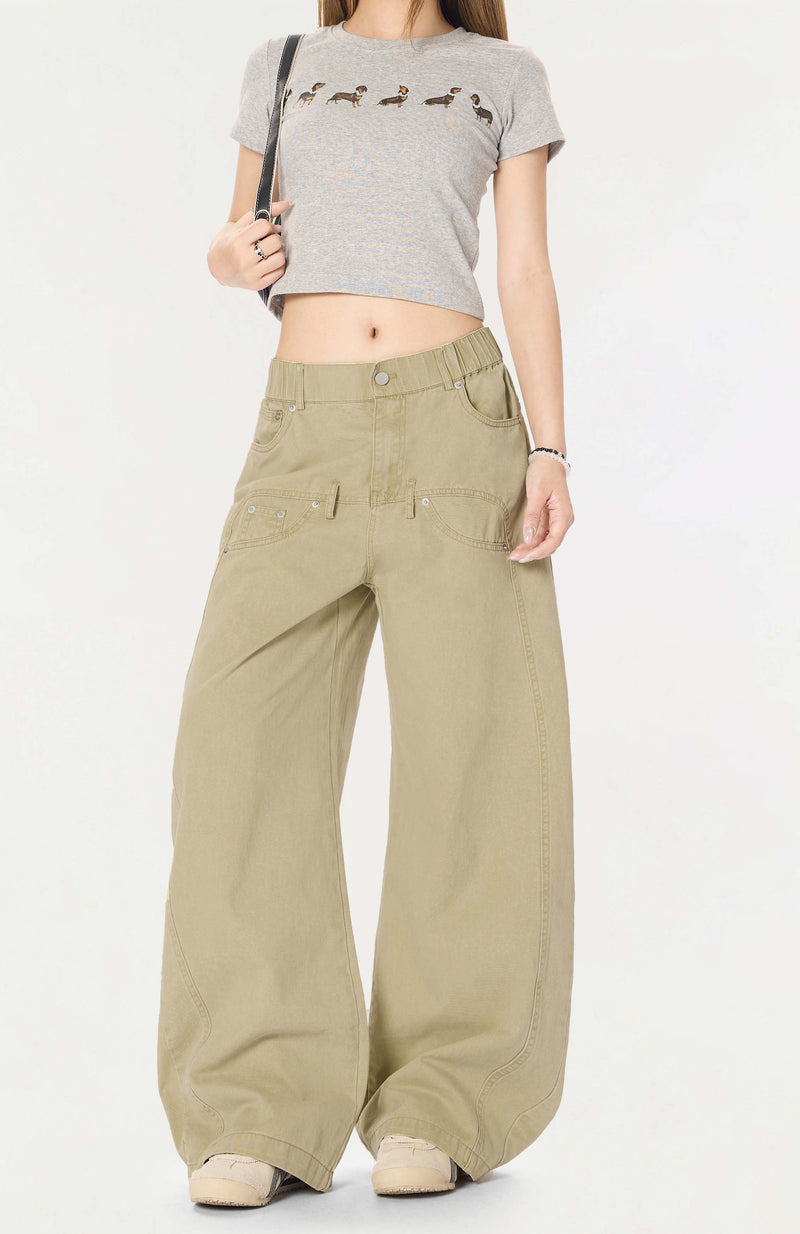 Omirad Vintage Wide-Leg Stacked Barrel Pants | 100% Cotton