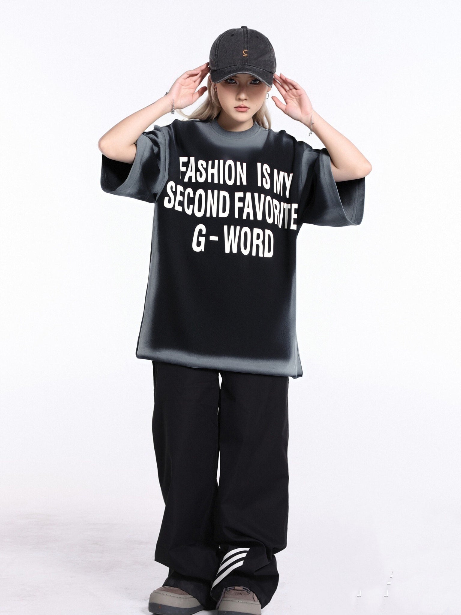 Omirad Bold Slogan Gradient Oversized Tee | Streetwear