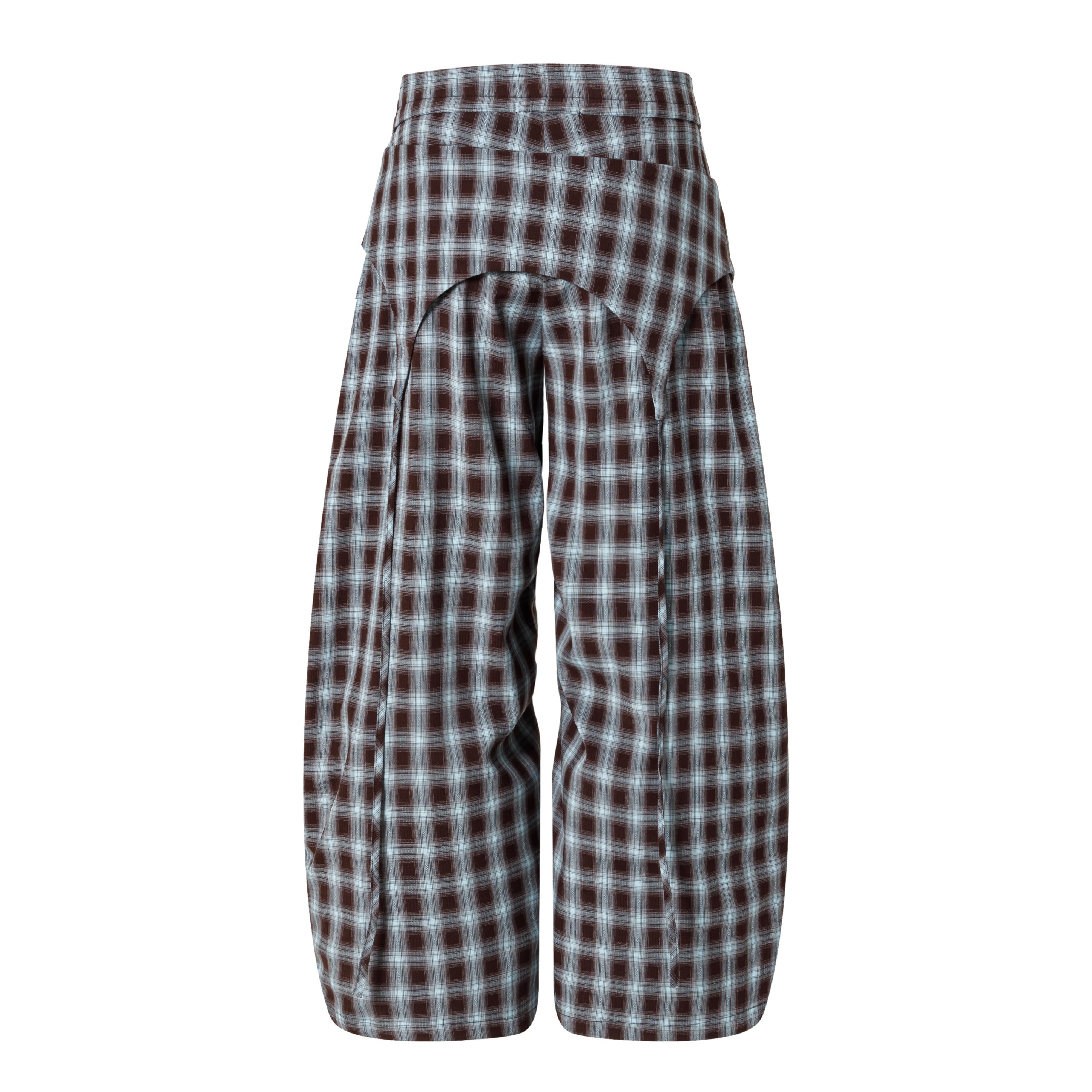 Trey Leonard Plaid Overlay Wide-Leg Pants | SEAKOFF
