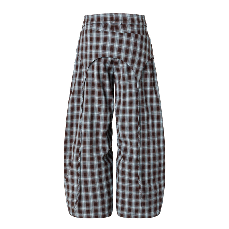 Trey Leonard Plaid Overlay Wide-Leg Pants | SEAKOFF