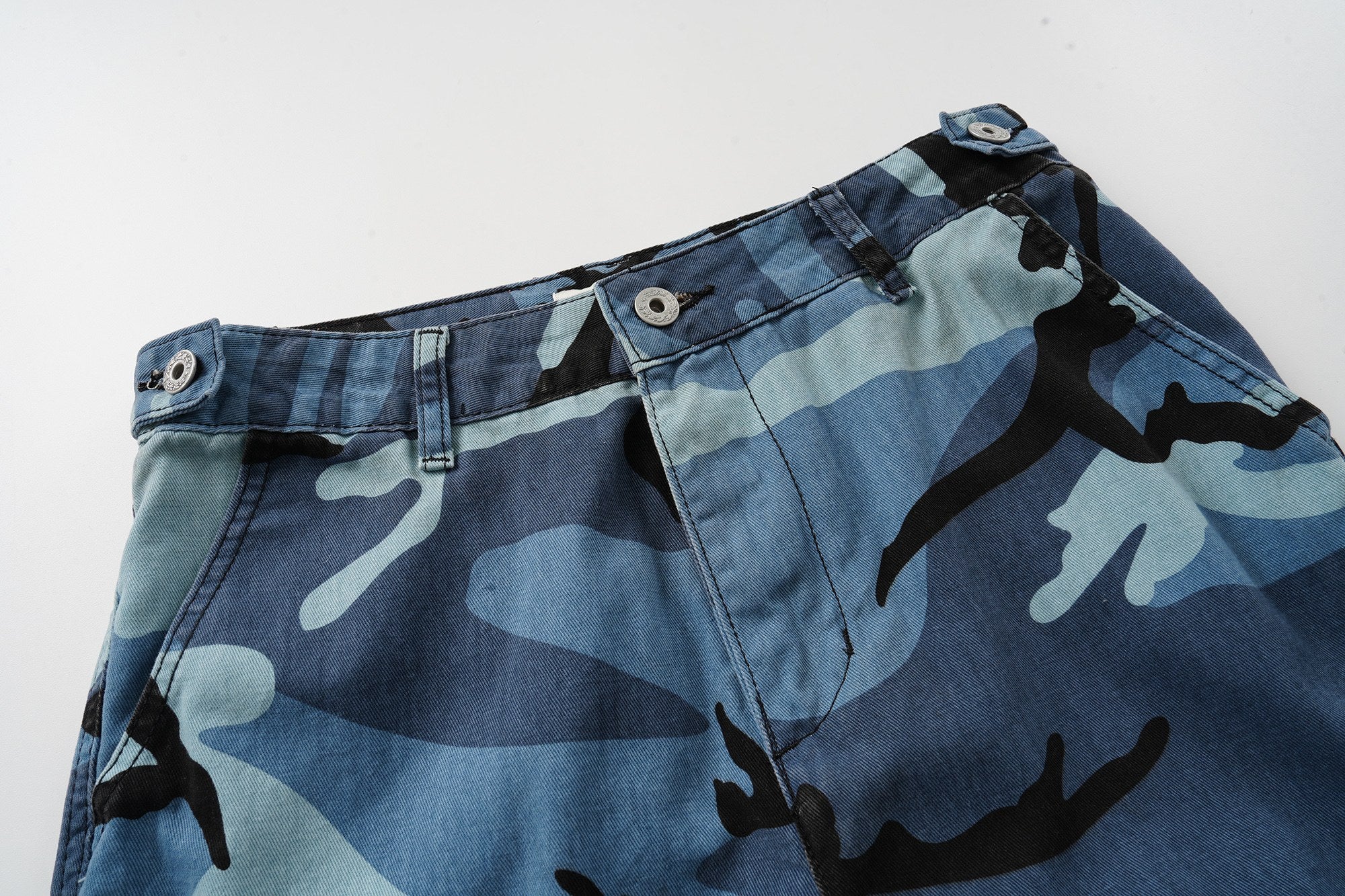 Omirad Blue Camo Cargo Shorts | Oversized Y2K Streetwear
