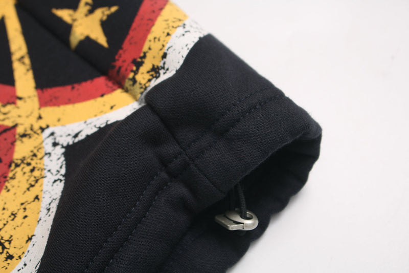 Fleece-Lined Wide-Leg Sweatpants | Distressed Sports Letter Print