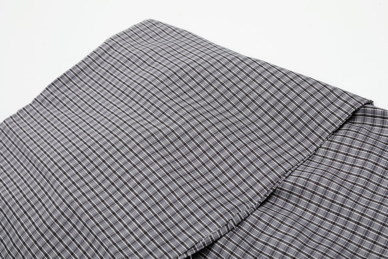 Tie-Front Checked Wide-Leg Pants | Fold-Over Waistband