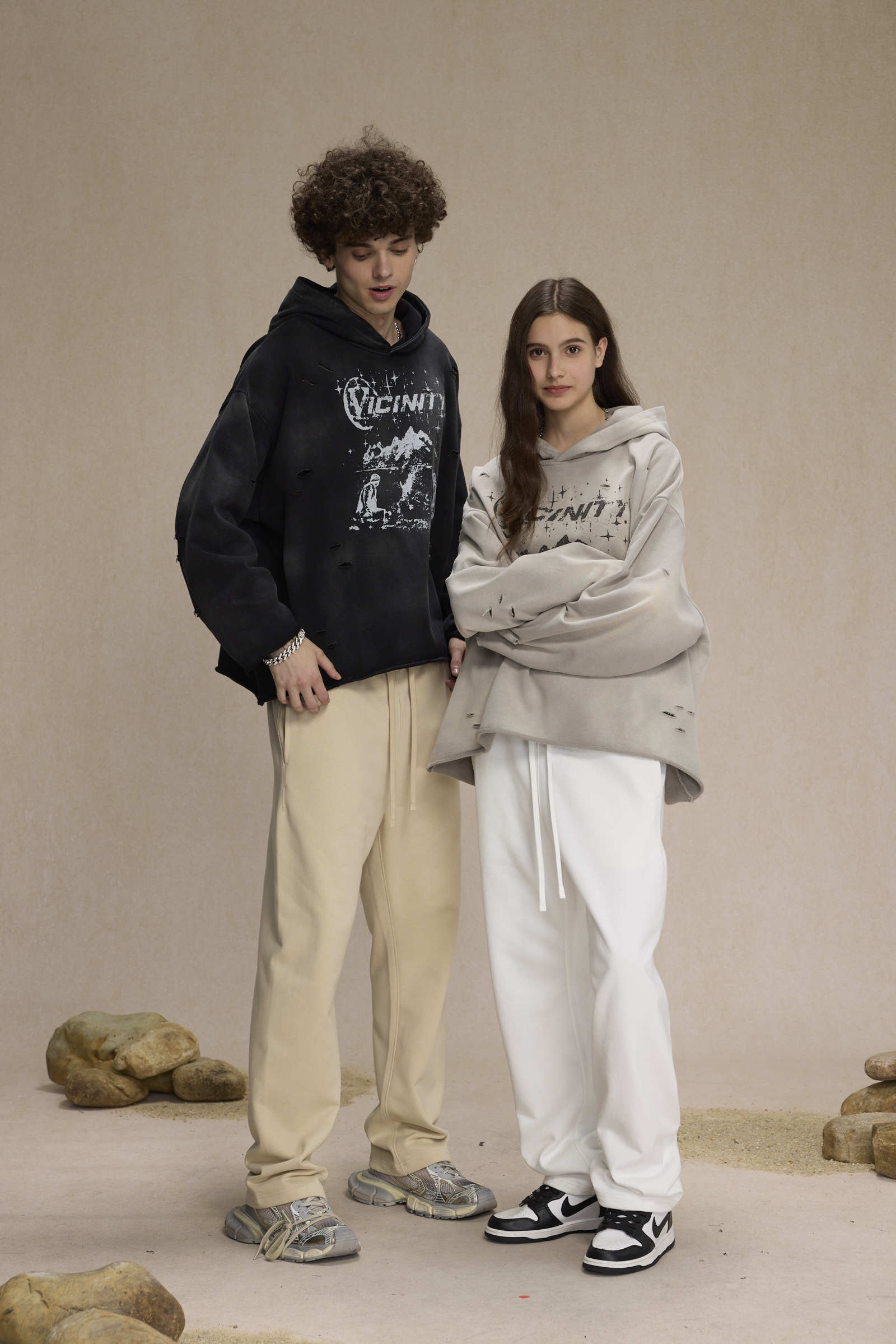 Vicinity Graphic Distressed Hoodie | Streetwear Oversized Fit