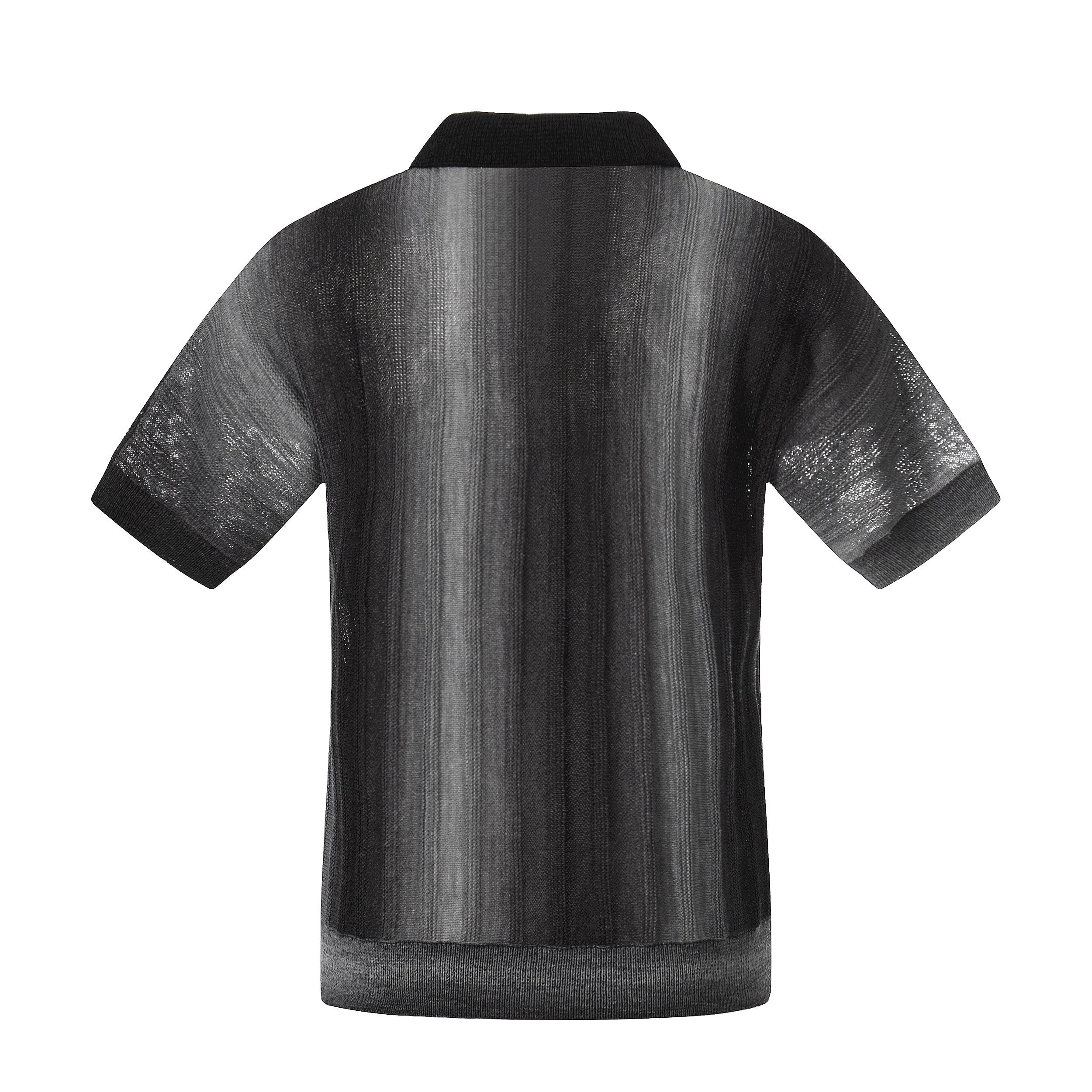 Men's Gradient Stripe Open-Knit Polo Shirt | Relaxed Fit