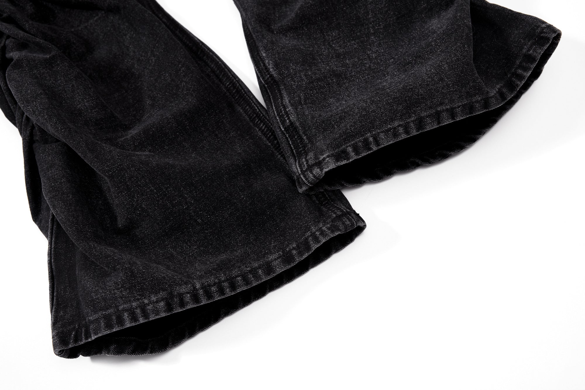 Omirad Stacked Washed Denim Pants | Button Fly Flare Jeans