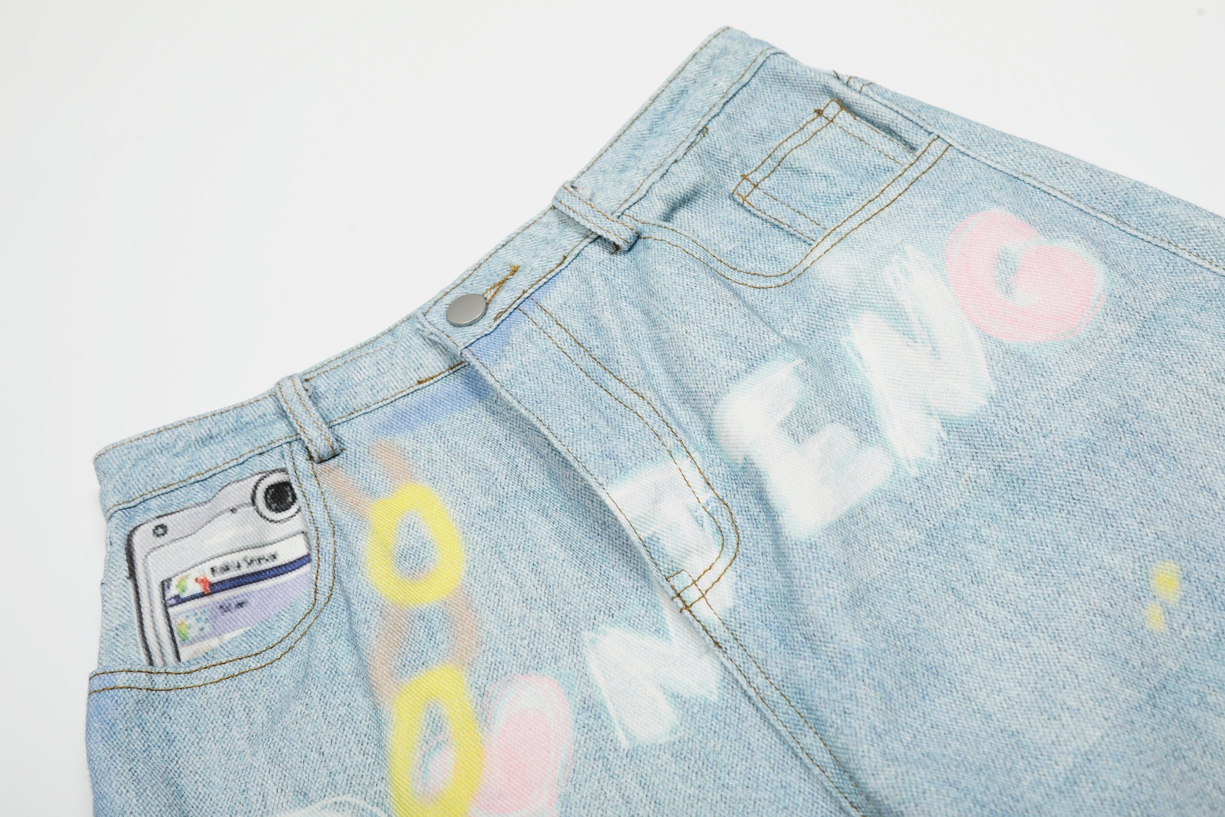 Omirad Life Is Beautiful Graffiti Wide-Leg Jeans