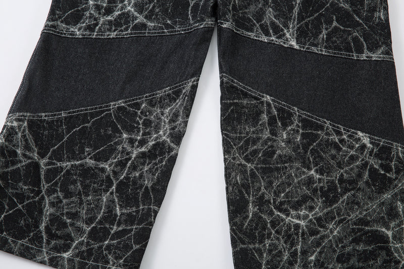 Omirad Cracked-Pattern Wide-Leg Jeans | Streetwear Denim