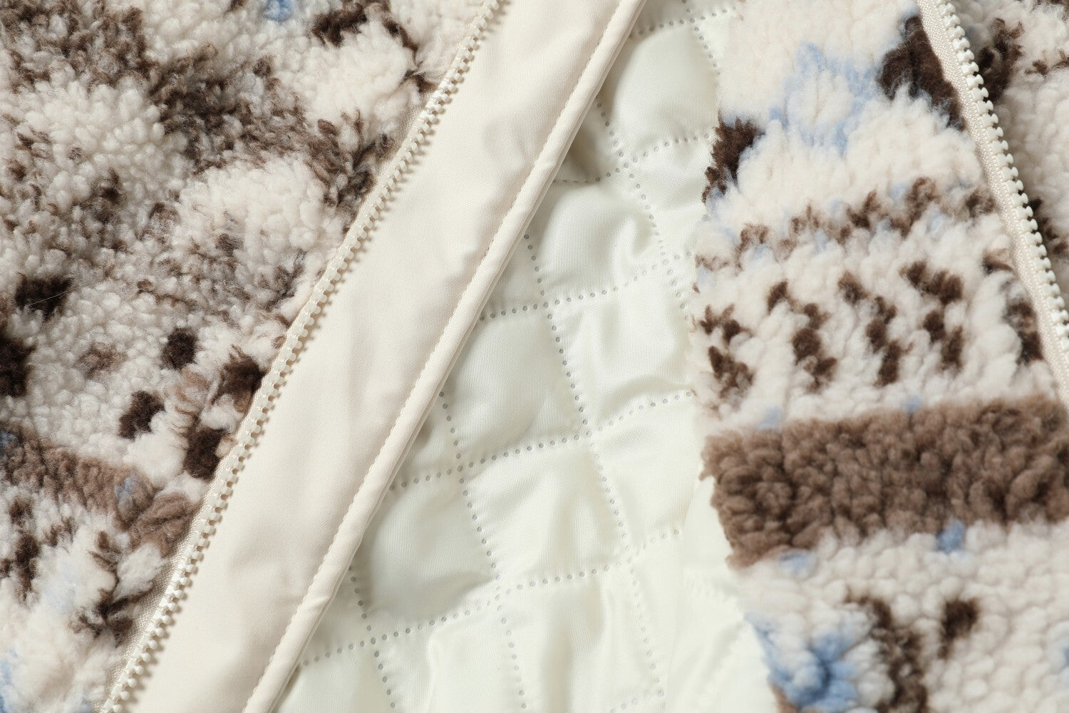 Nordic Fair Isle Faux Fur Hood Fleece Jacket | SEAKOFF