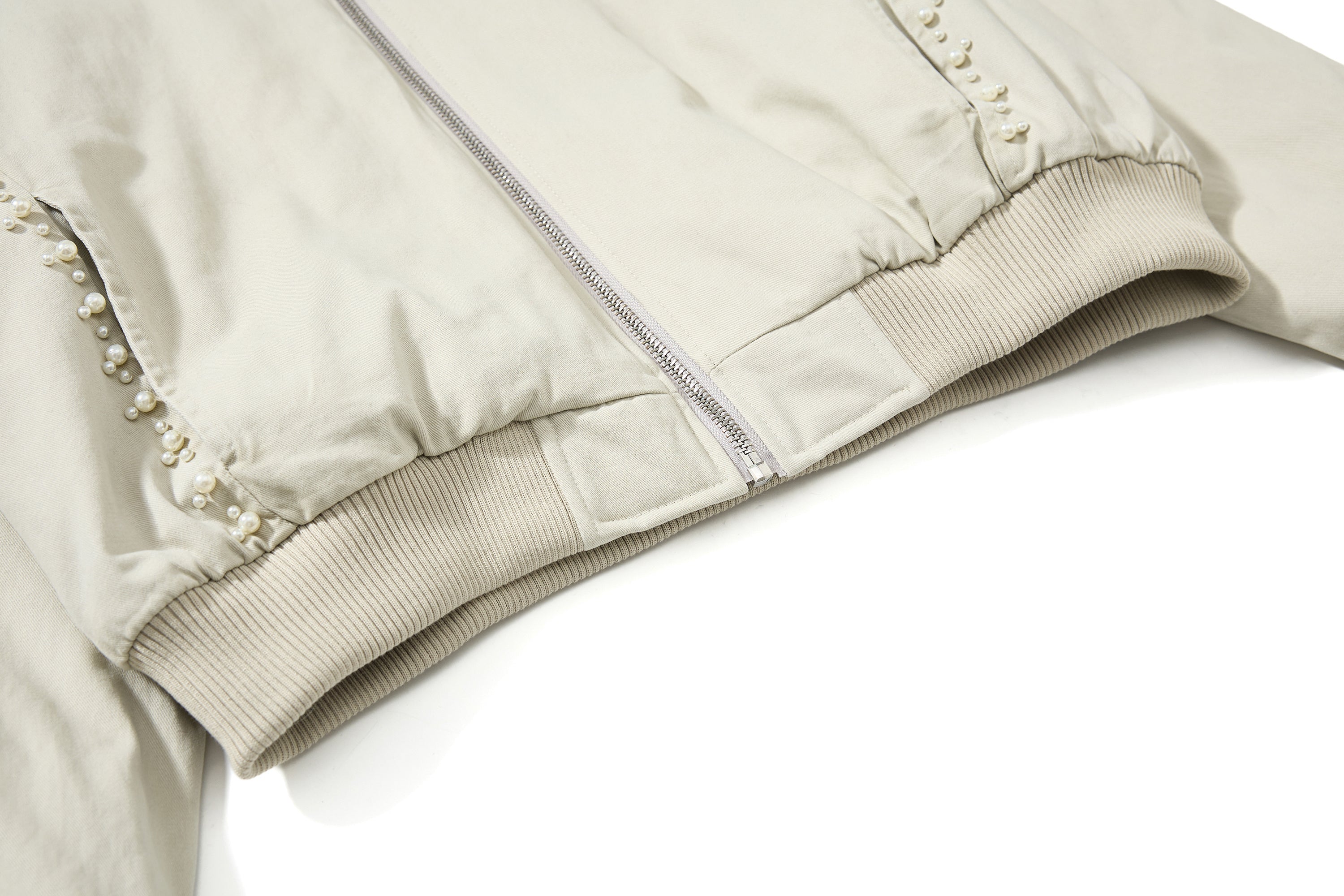 Studded Faux Fur-Trim Hooded Bomber Jacket | Washed Cotton