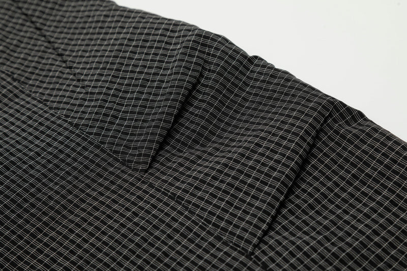 Omirad Micro-Check Curved-Leg Wide Trousers