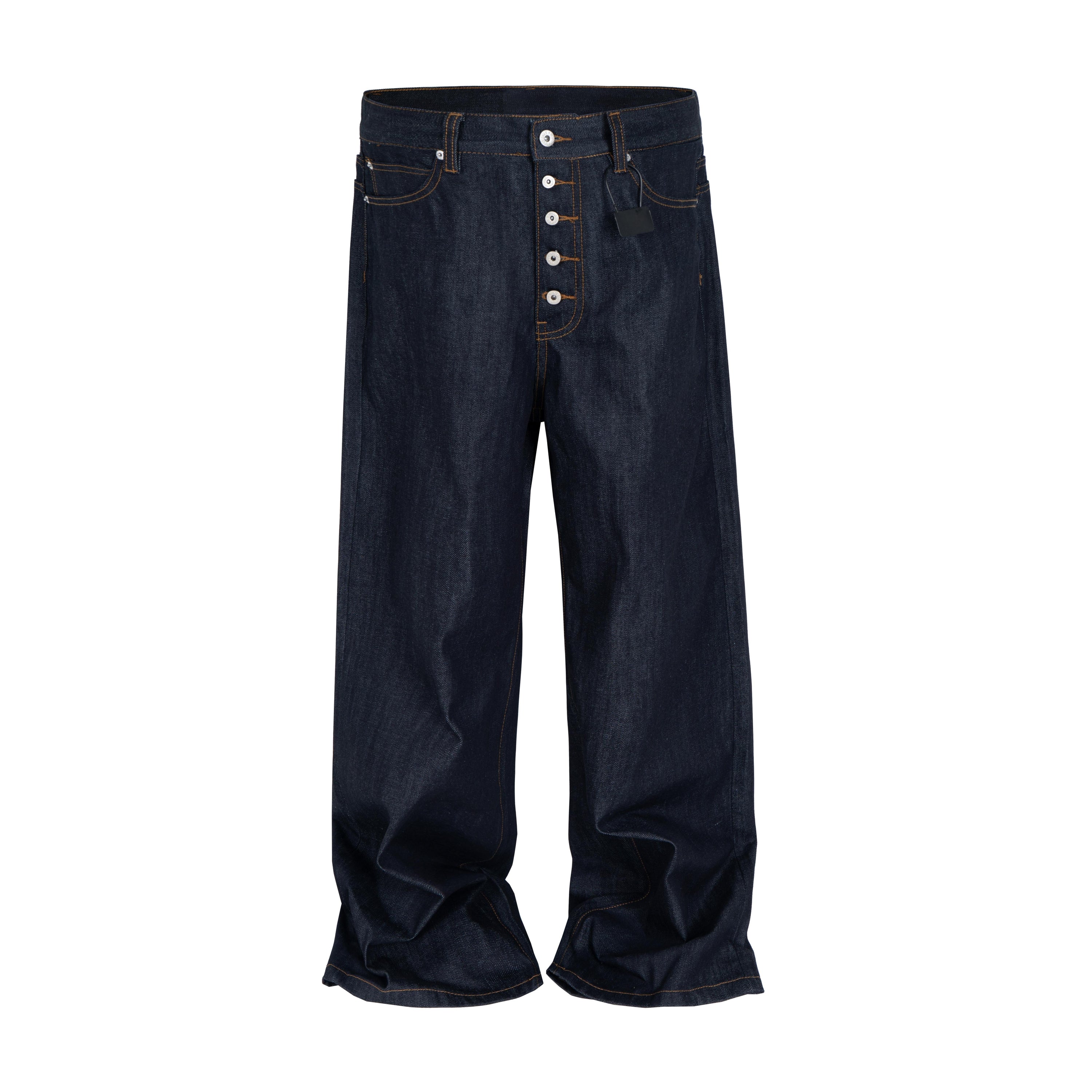 Omirad High-Rise Button Fly Wide-Leg Raw Denim Jeans