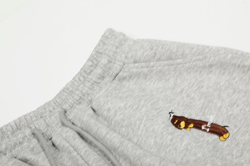 Embroidered Dog Motif Wide-Leg Sweatpants | Omirad