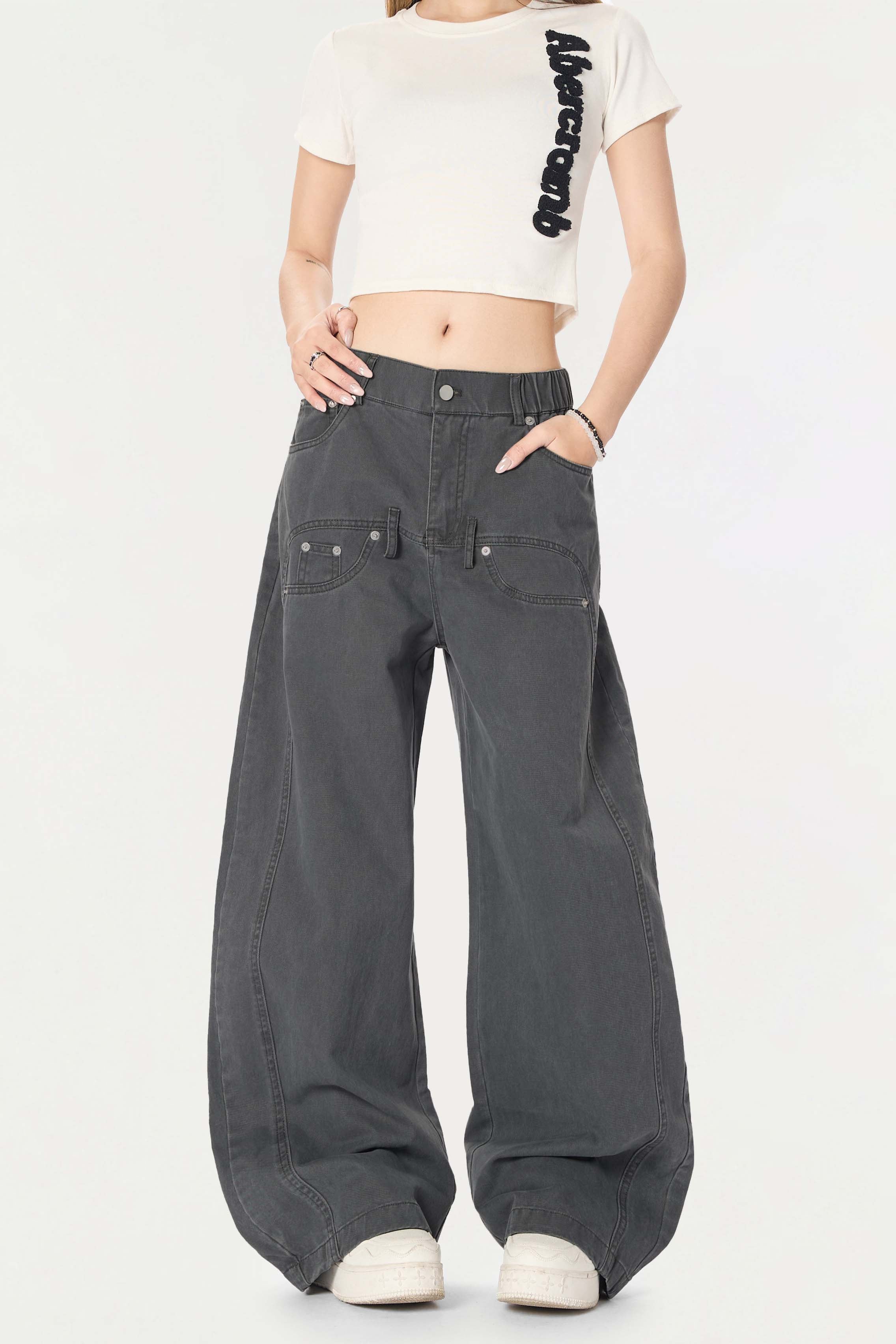 Omirad Vintage Wide-Leg Stacked Barrel Pants | 100% Cotton