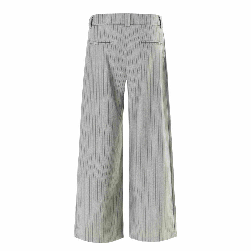 Deconstructed Pinstripe Wide-Leg Trousers | Retro Tailored Fit