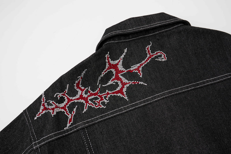Omirad Graphic Denim Jacket – Tribal Embroidered Streetwear