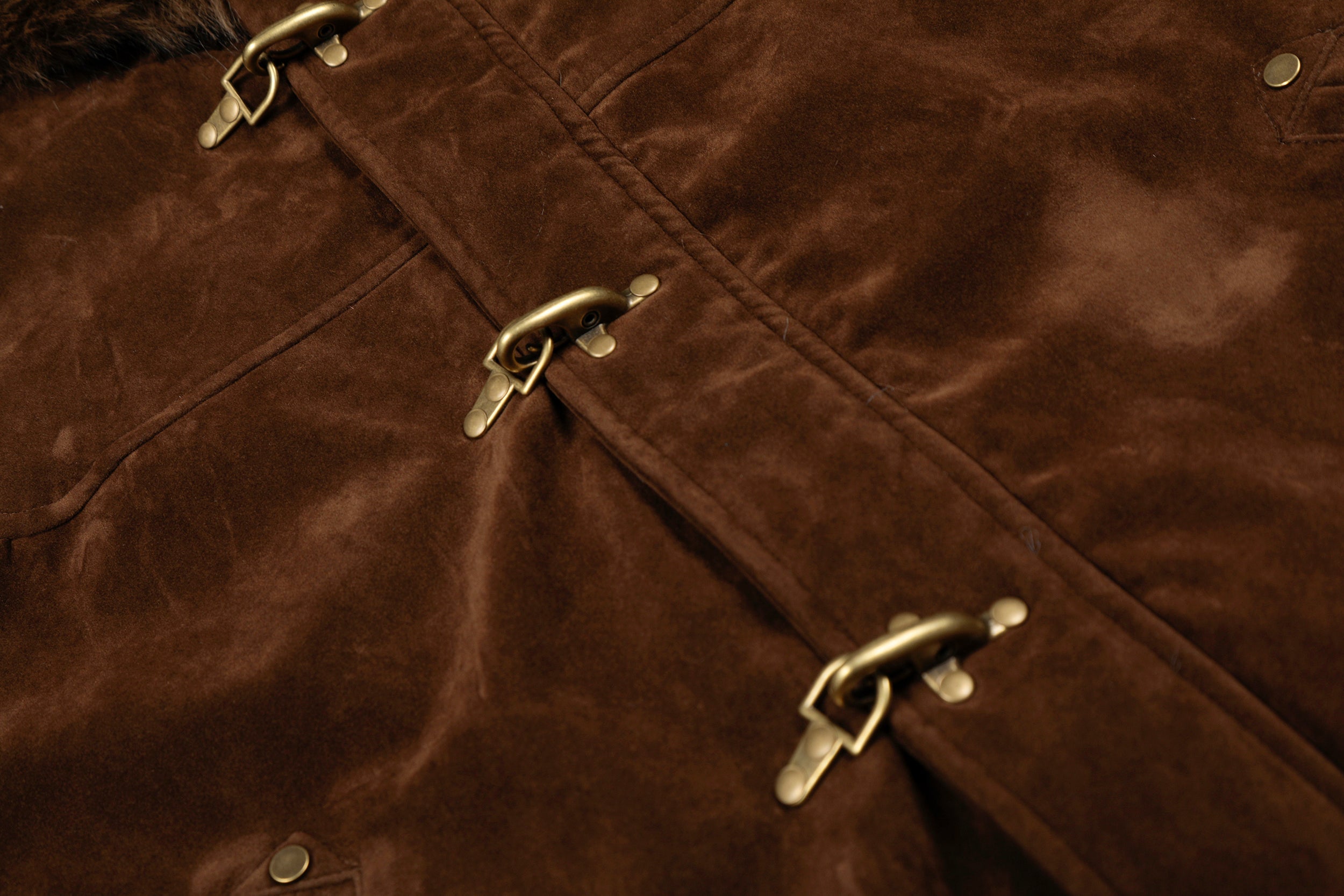 Omirad Faux Suede Fur-Lined Hooded Bomber Jacket
