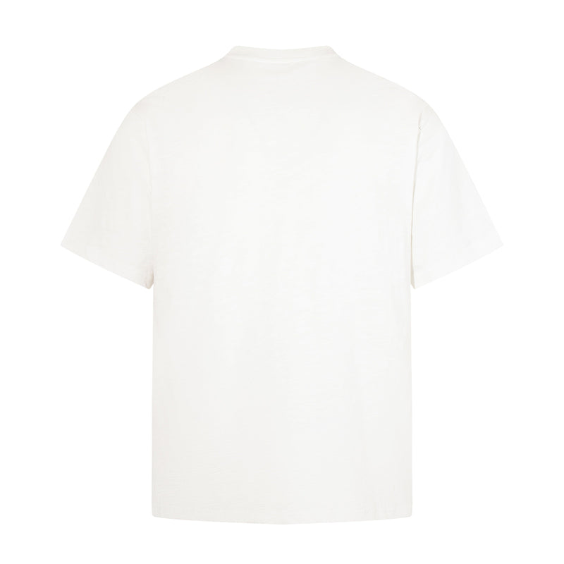 Plain white short-sleeve T-shirt shown from the back on a clean white background
