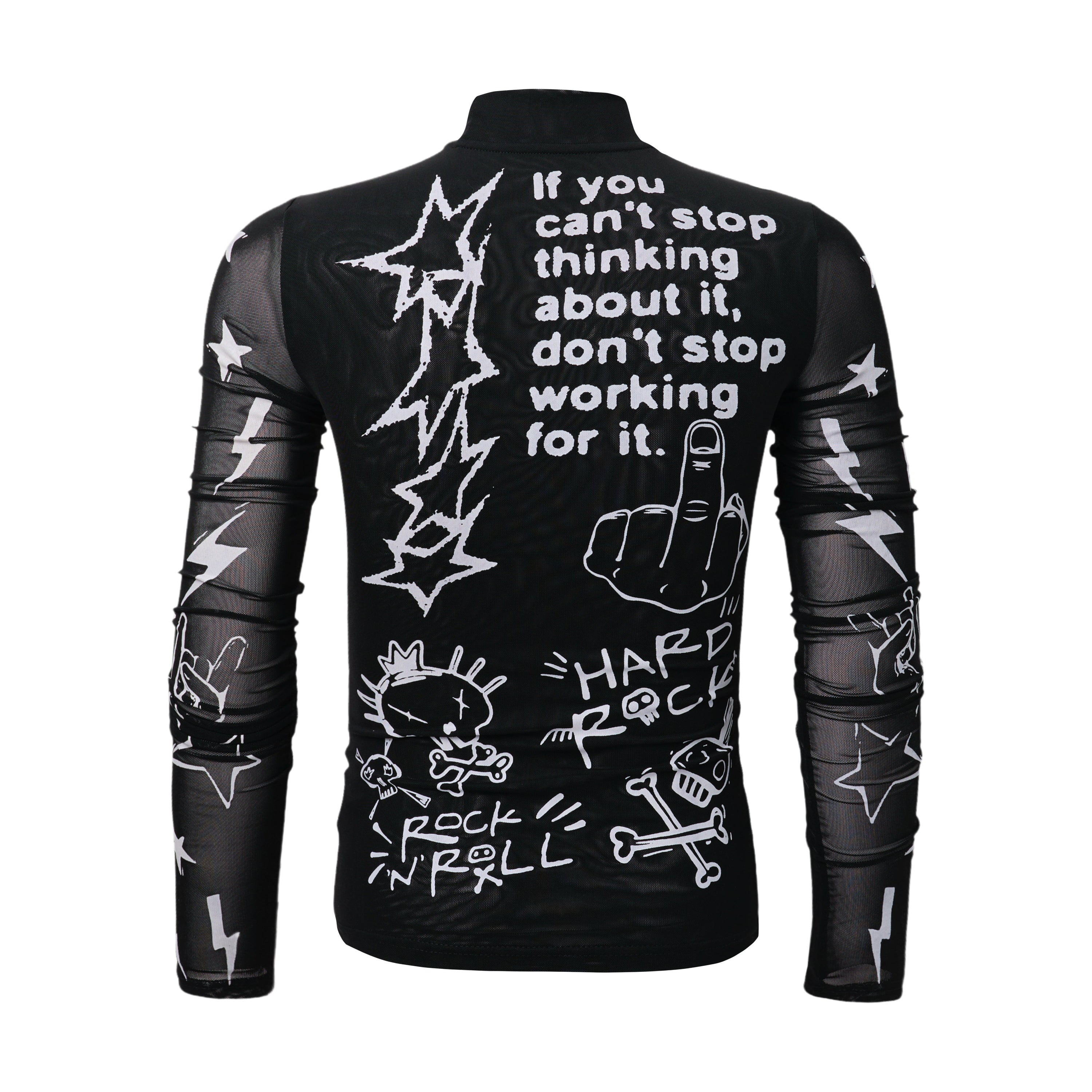 Men's Rock Graphic Long Sleeve Turtleneck Top | SEAKOFF