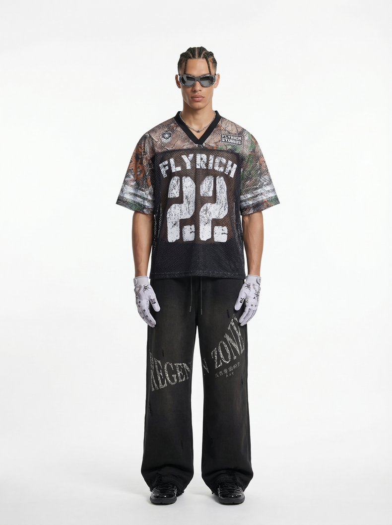 Omirad Fly Rich 22 Camo Mesh Jersey T-Shirt | Streetwear