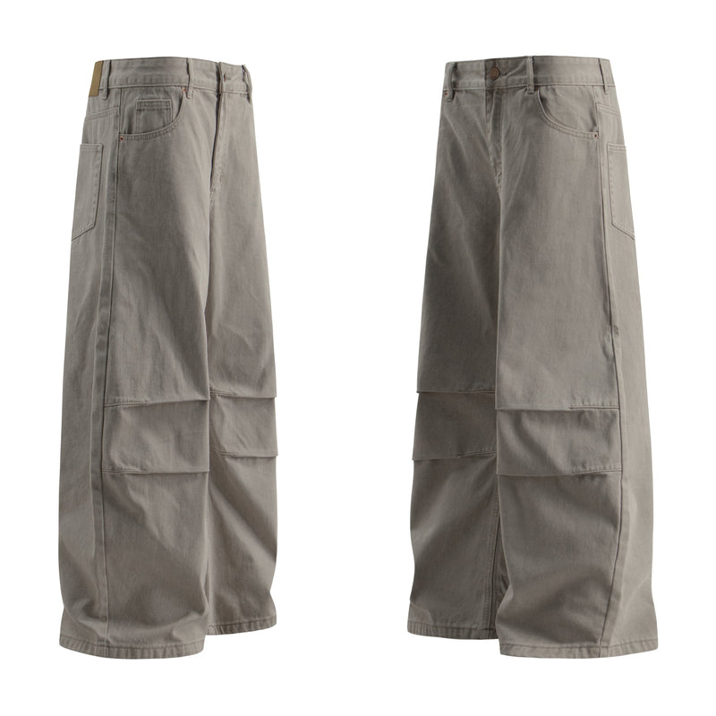 Panel Washed Wide-Leg Denim Pants | Streetwear Jeans