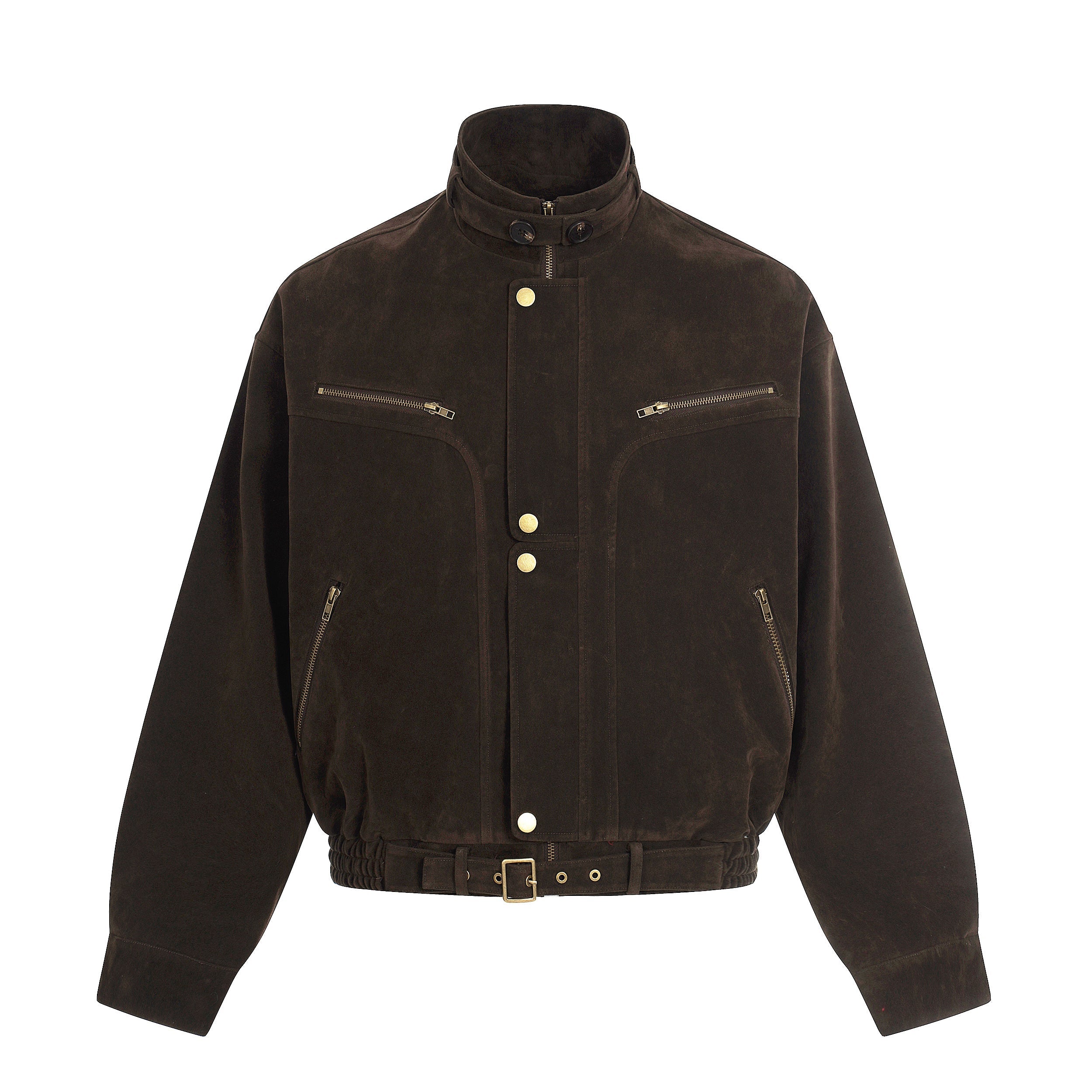 Omirad Utility Bomber Jacket | Stand Collar & Gold Hardware