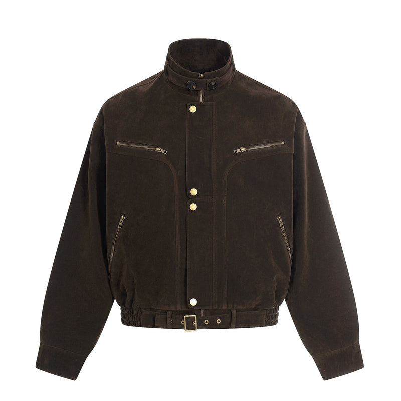 Omirad Utility Bomber Jacket | Stand Collar & Gold Hardware