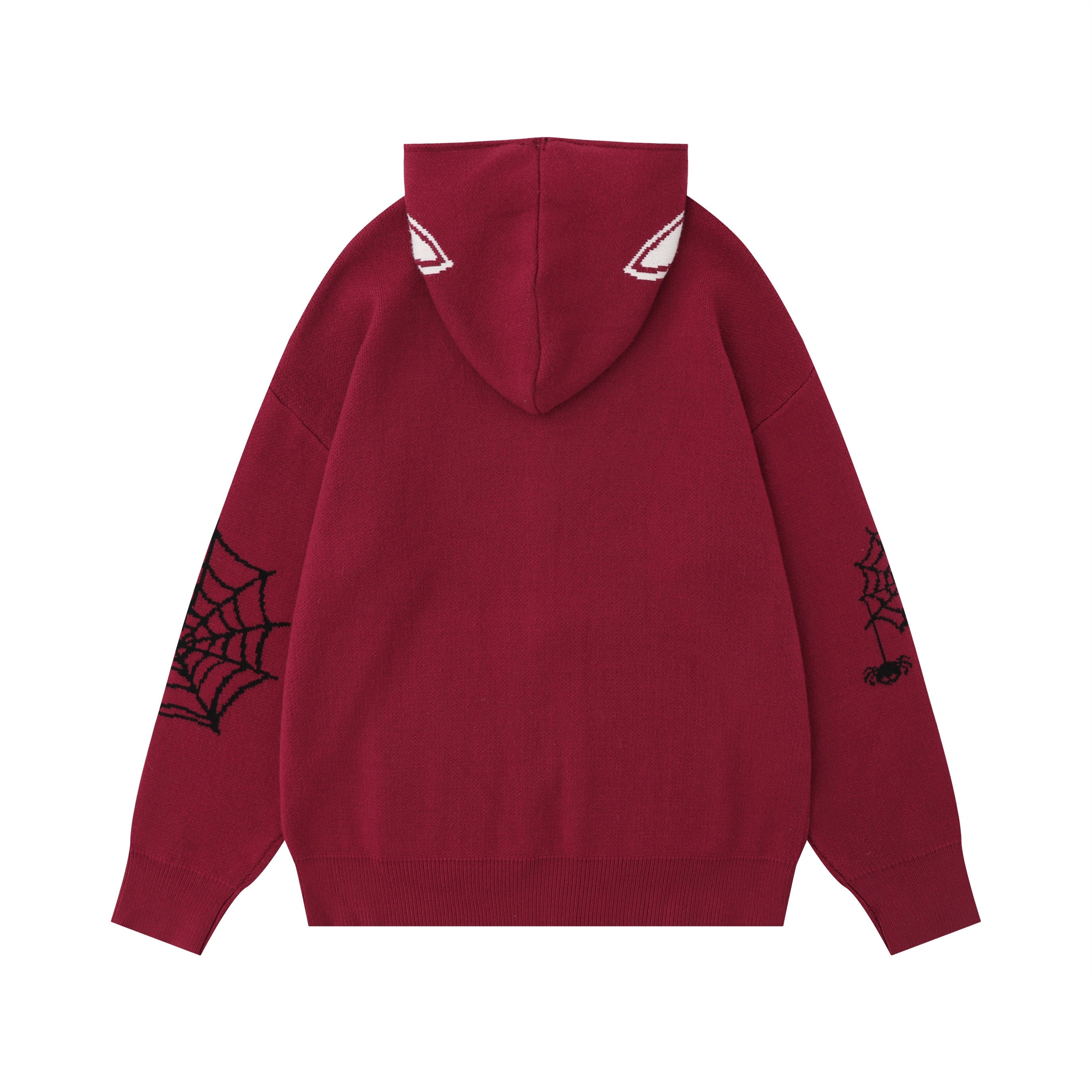 Spider Web Knit Zip Hoodie | Dark Streetwear Oversized