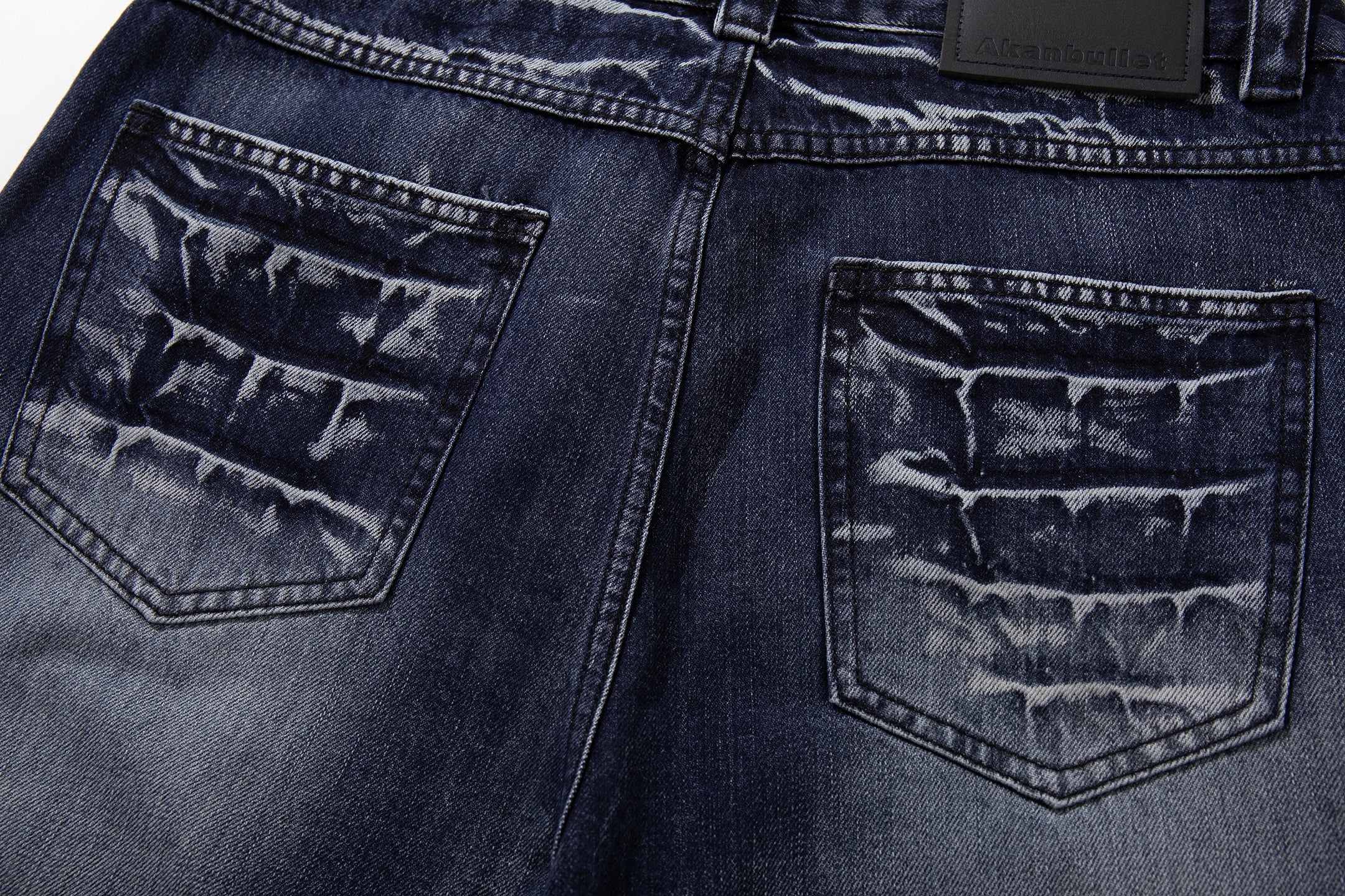 Omirad Cracked-Wash Wide-Leg Jeans | Deep Indigo Denim