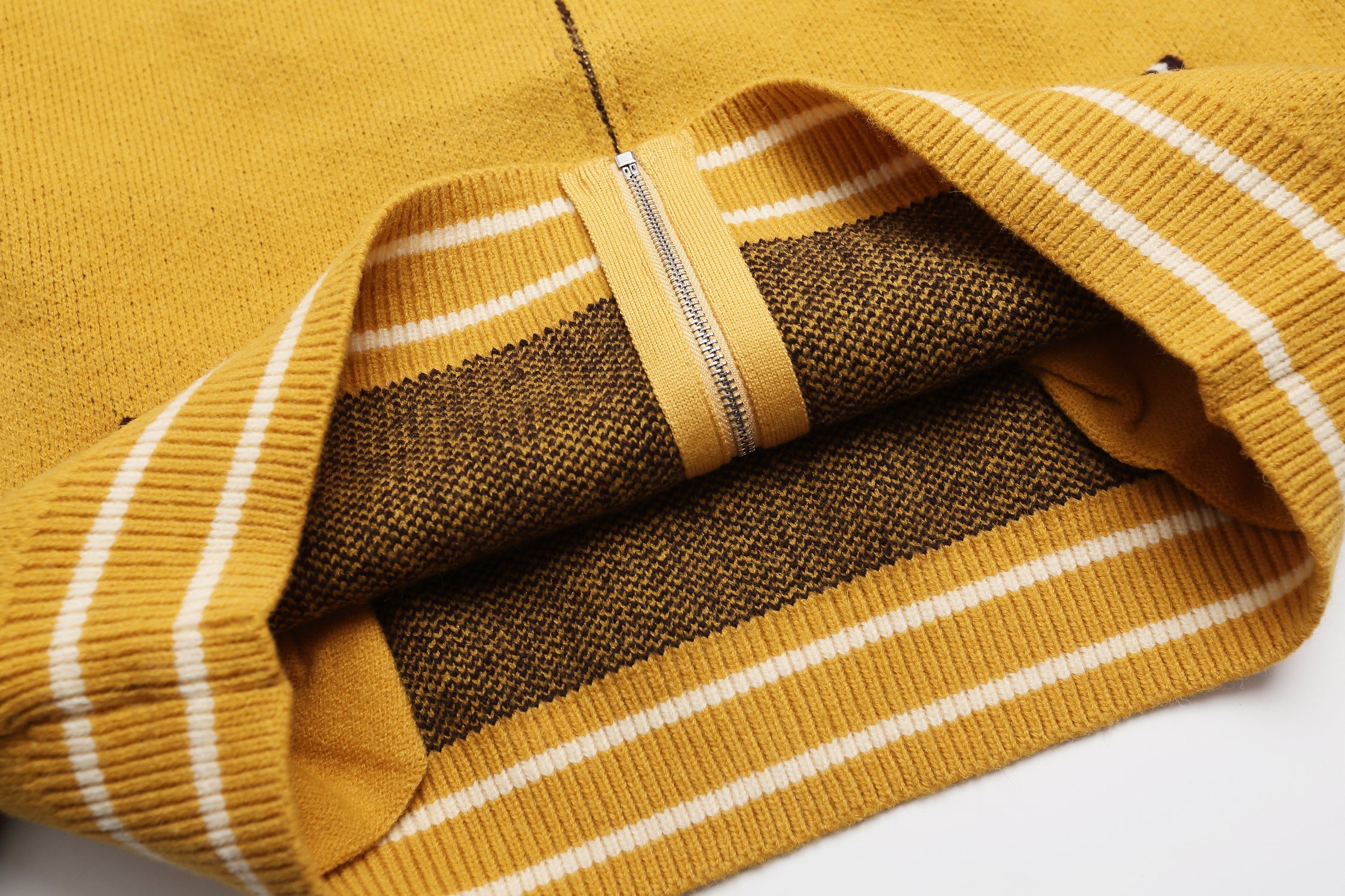 Retro Varsity Zip Knit Jacket | MAFA 90 Streetwear Cardigan