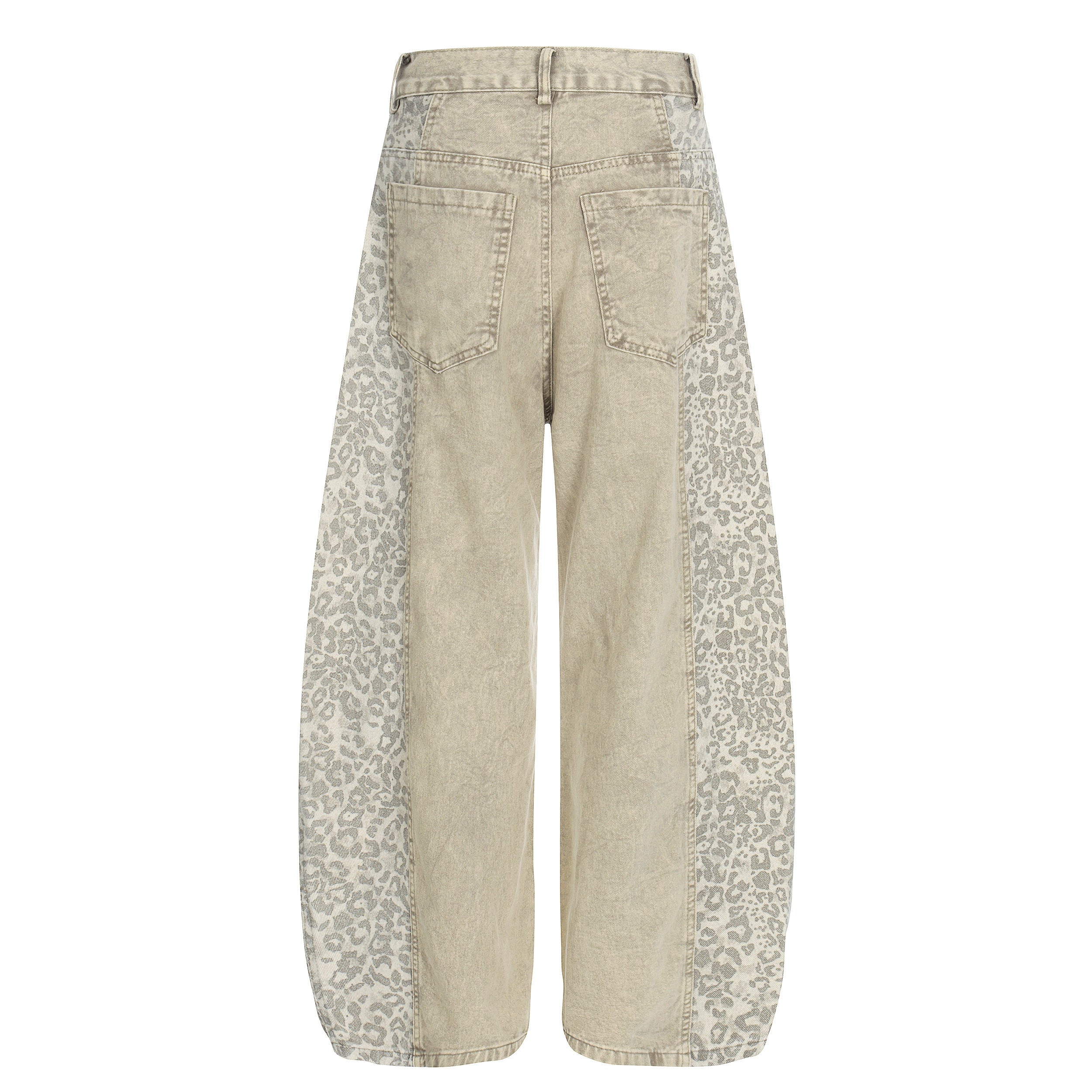Leopard Panel Wide-Leg Denim Pants | Streetwear Jeans