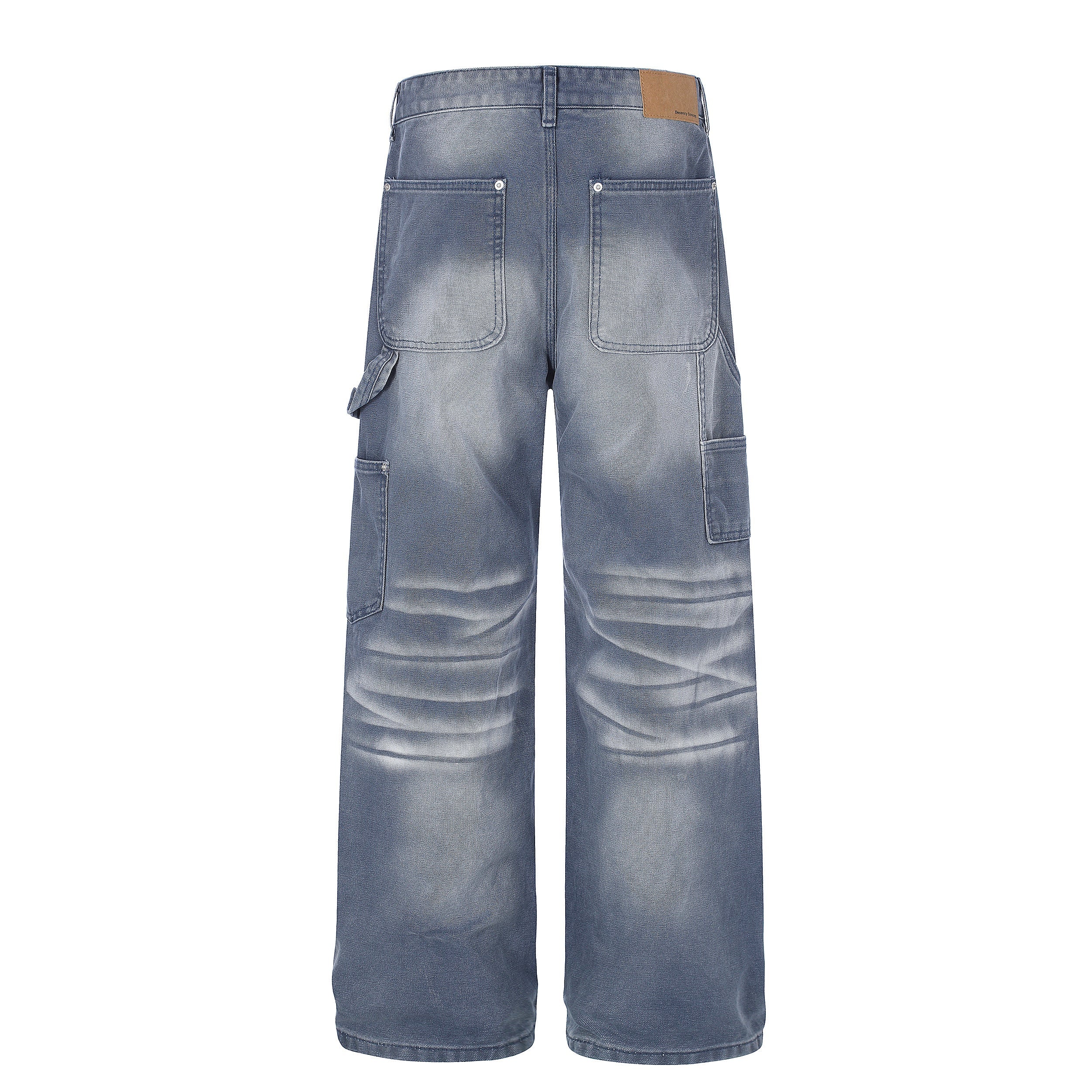 Washed Wrinkle Effect Wide-Leg Denim Jeans | Omirad