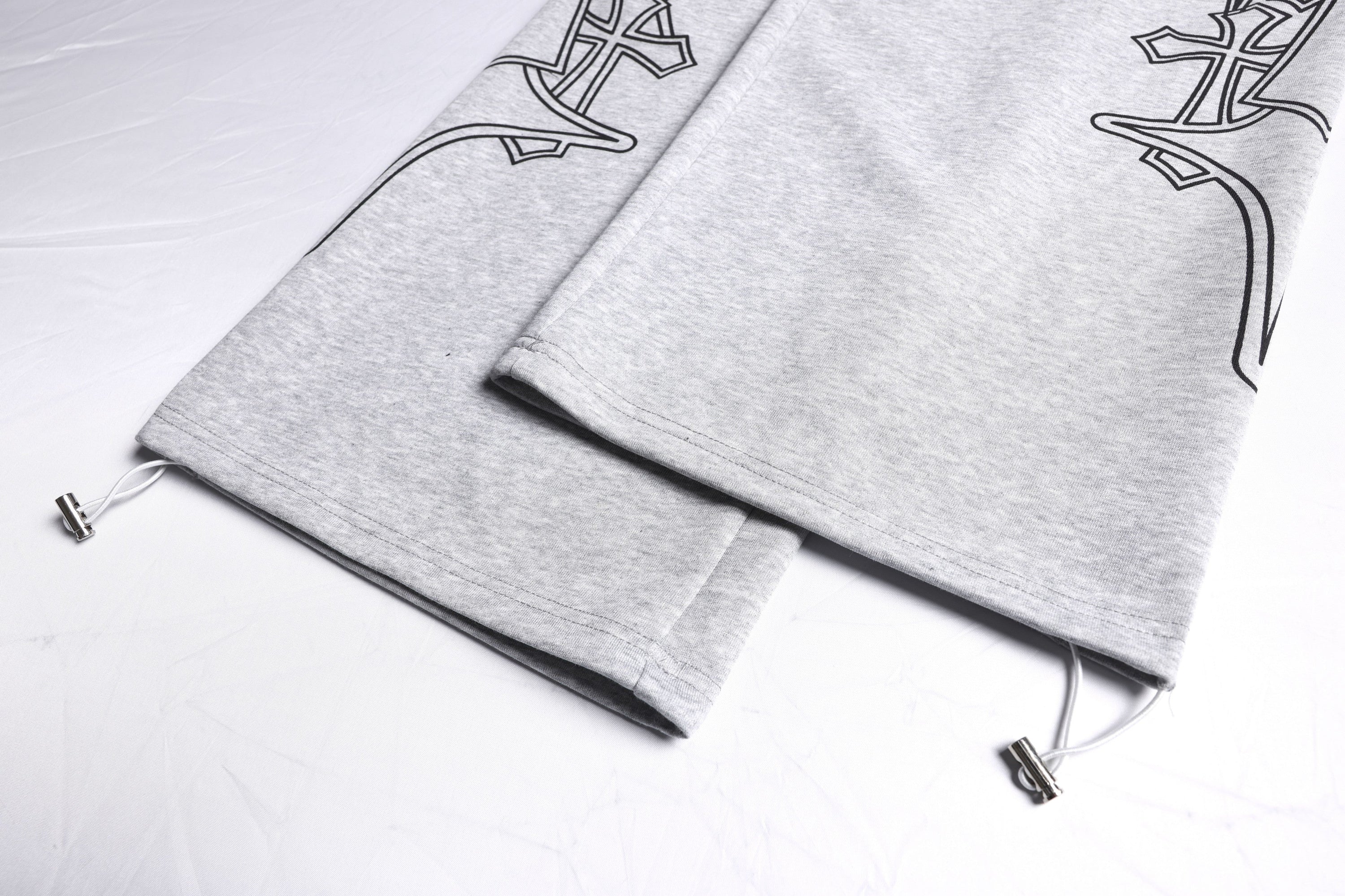 Gothic Outline Wide-Leg Sweatpants | Streetwear Joggers