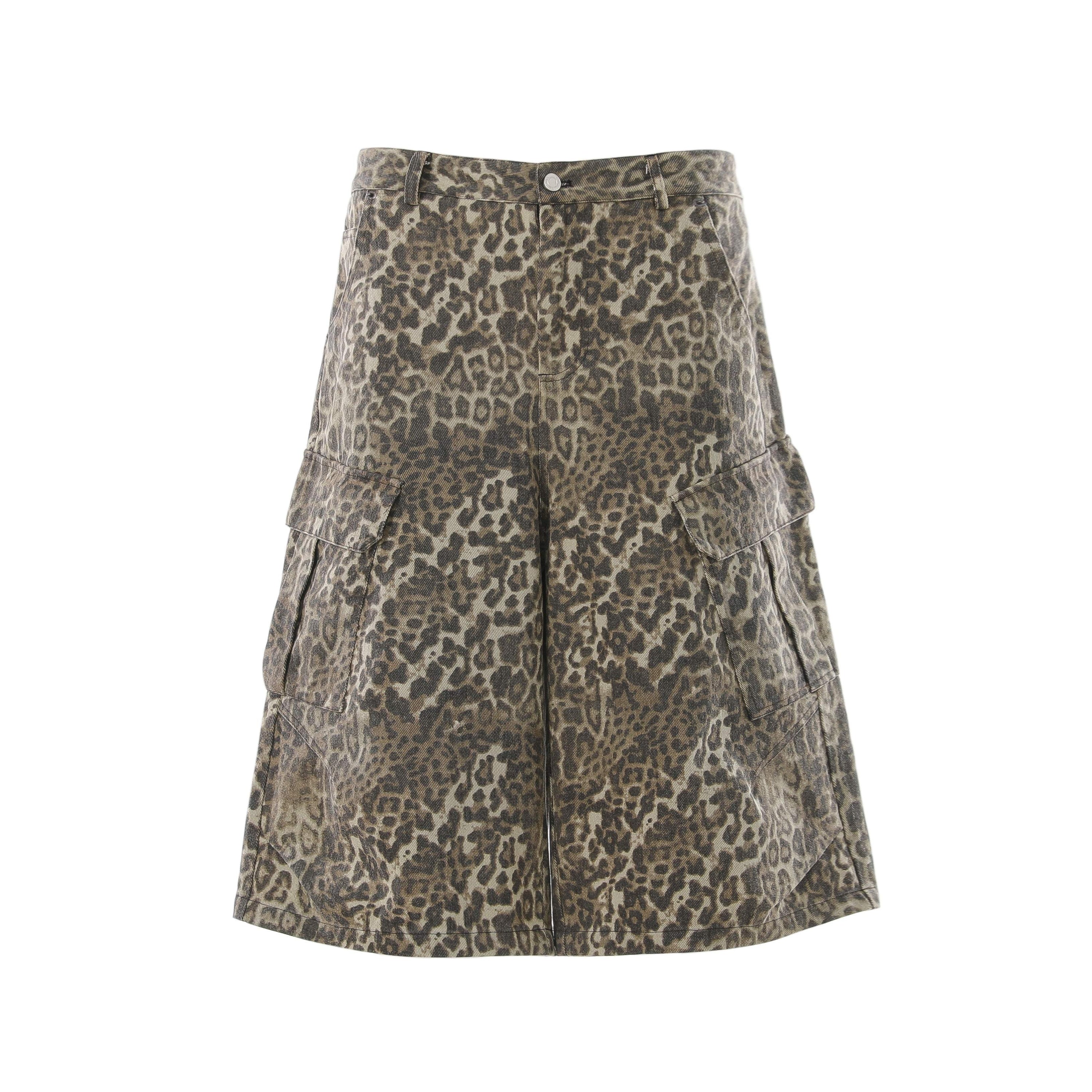 Omirad Leopard Cargo Shorts | Wide-Leg Animal Print